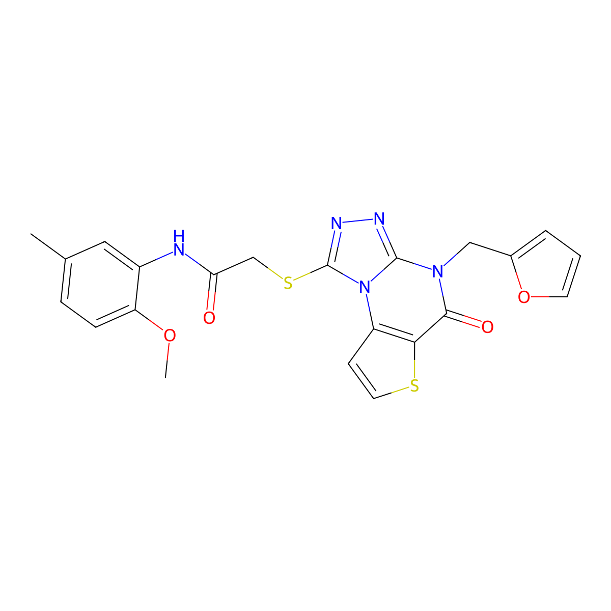 2-({8-[(furan-2-yl)methyl]-7-oxo-5-thia-1,8,10,11-tetraazatricyclo[7.3.0.0^{2,6}]dodeca-2(6),3,9,11-tetraen-12-yl}sulfanyl)-N-(2-methoxy-5-methylphenyl)acetamide molecular structure, CAS 1243004-62-7