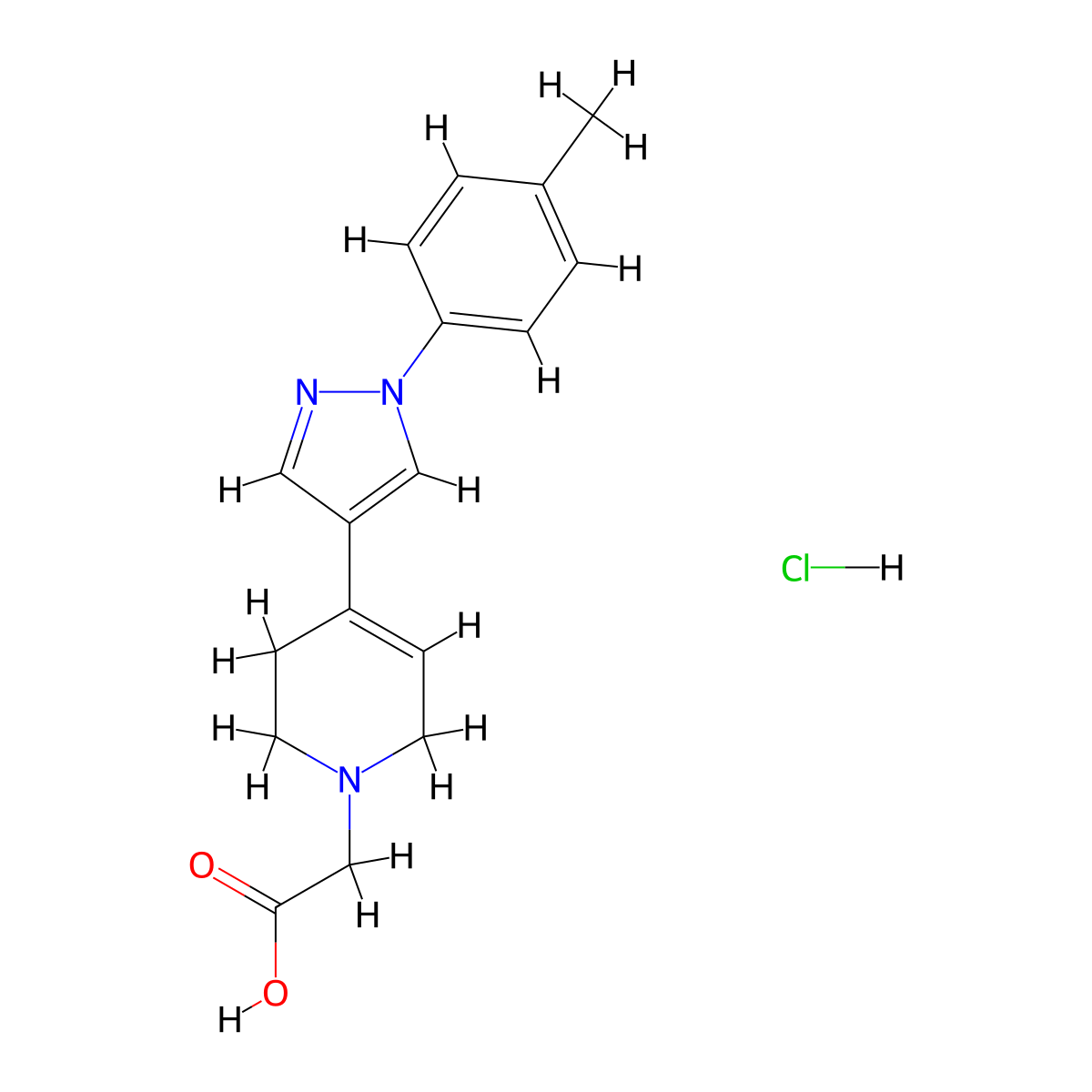 [4-[1-(4-Methylphenyl)-1H-pyrazol-4-yl]-3,6-dihydro-pyridin-1(2H)-yl]acetic acid hydrochloride molecular structure, CAS 1243005-09-5