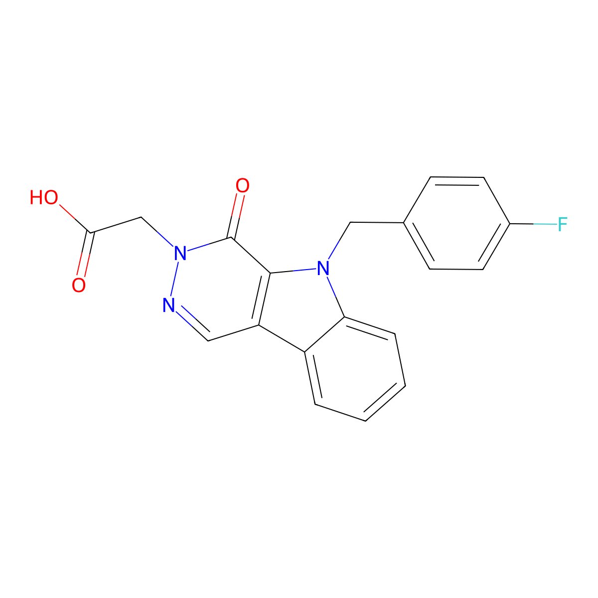[5-(4-Fluorobenzyl)-4-oxo-4,5-dihydro-3H-pyridazino[4,5-b]indol-3-yl]acetic acid molecular structure, CAS 1243005-12-0