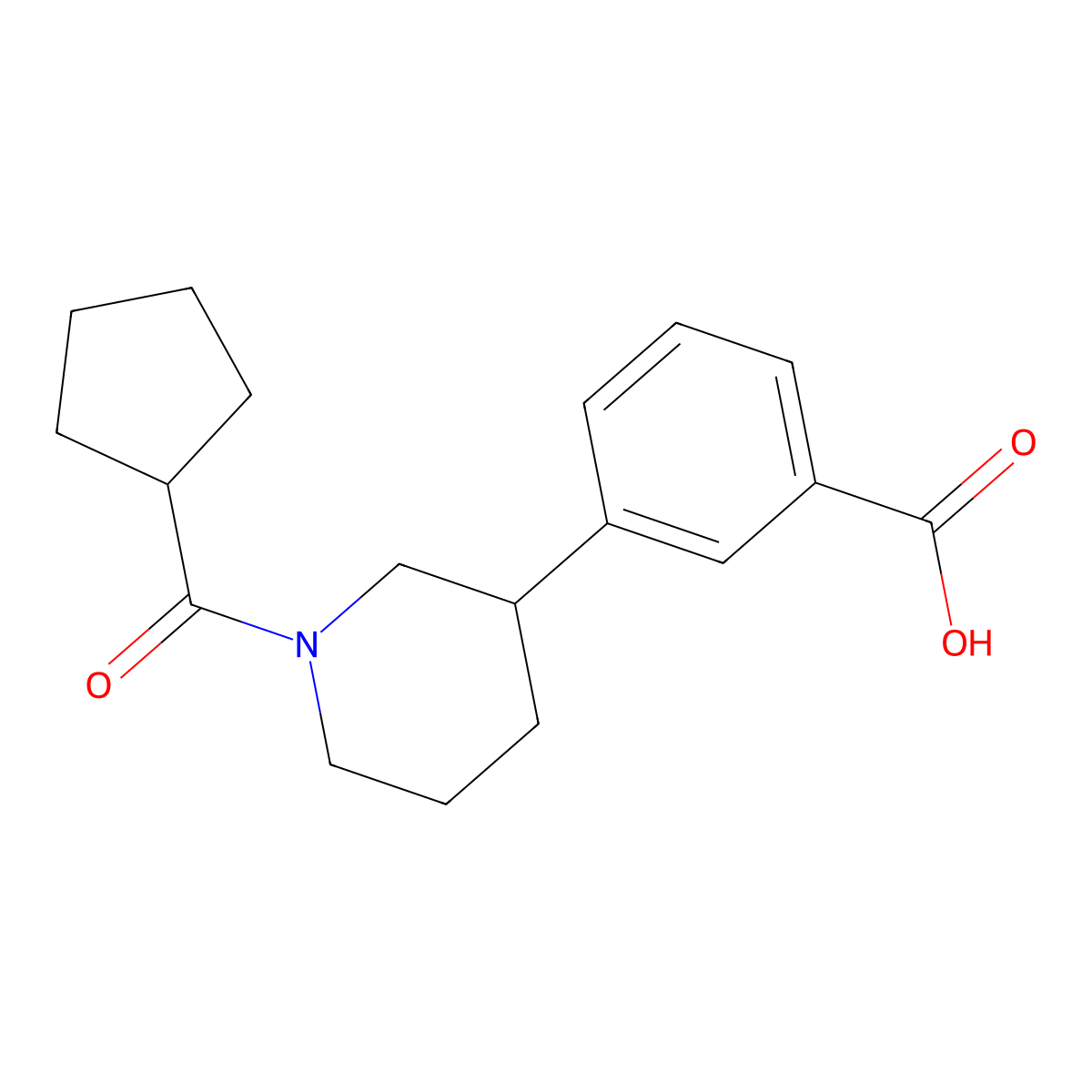 3-[1-(Cyclopentylcarbonyl)piperidin-3-yl]benzoic acid molecular structure, CAS 1243007-14-8
