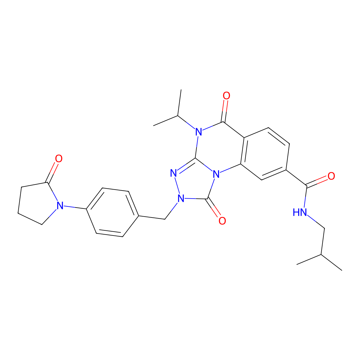 N-isobutyl-4-isopropyl-1,5-dioxo-2-(4-(2-oxopyrrolidin-1-yl)benzyl)-1,2,4,5-tetrahydro-[1,2,4]triazolo[4,3-a]quinazoline-8-carboxamide molecular structure, CAS 1243007-22-8
