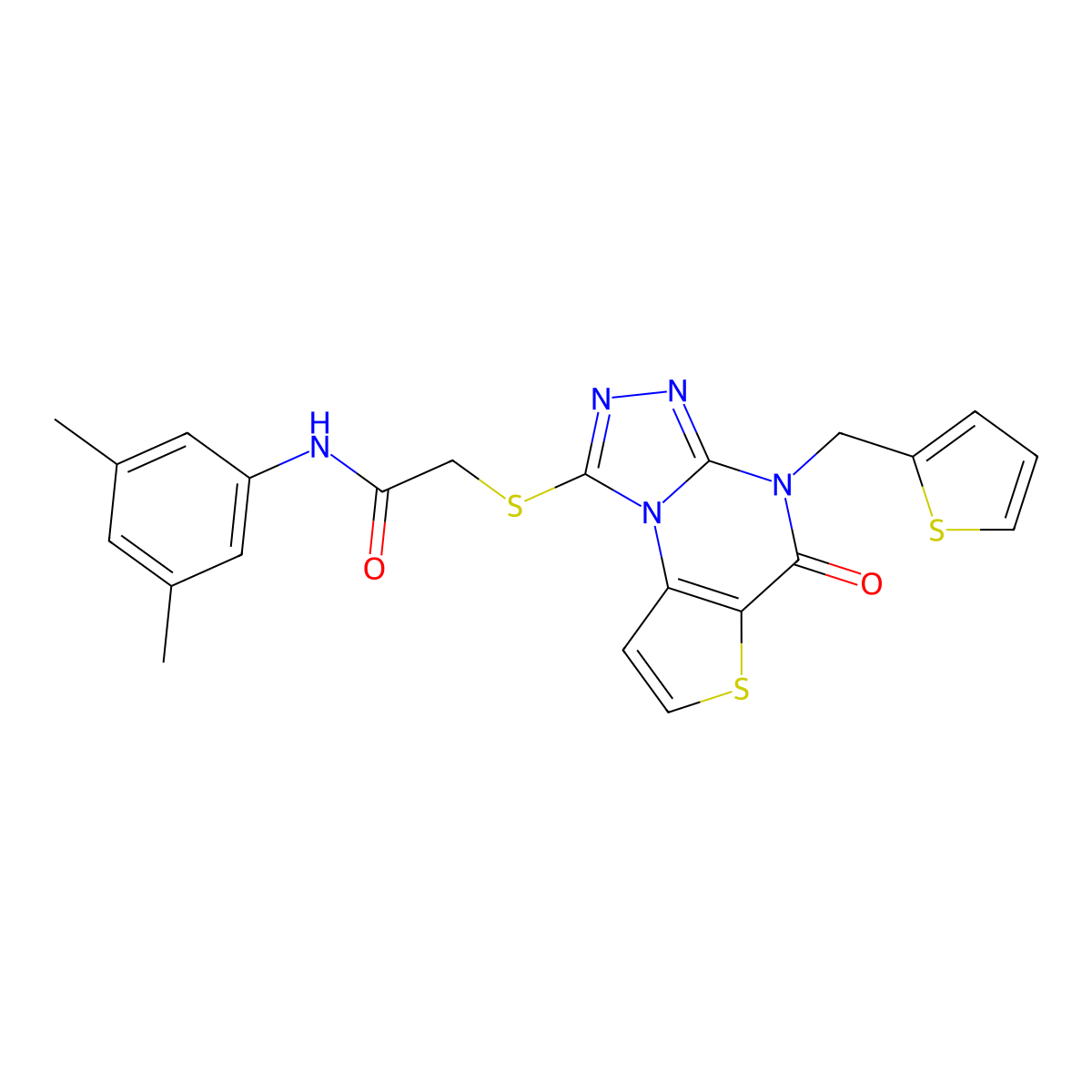 N-(3,5-dimethylphenyl)-2-({7-oxo-8-[(thiophen-2-yl)methyl]-5-thia-1,8,10,11-tetraazatricyclo[7.3.0.0^{2,6}]dodeca-2(6),3,9,11-tetraen-12-yl}sulfanyl)acetamide molecular structure, CAS 1243008-79-8