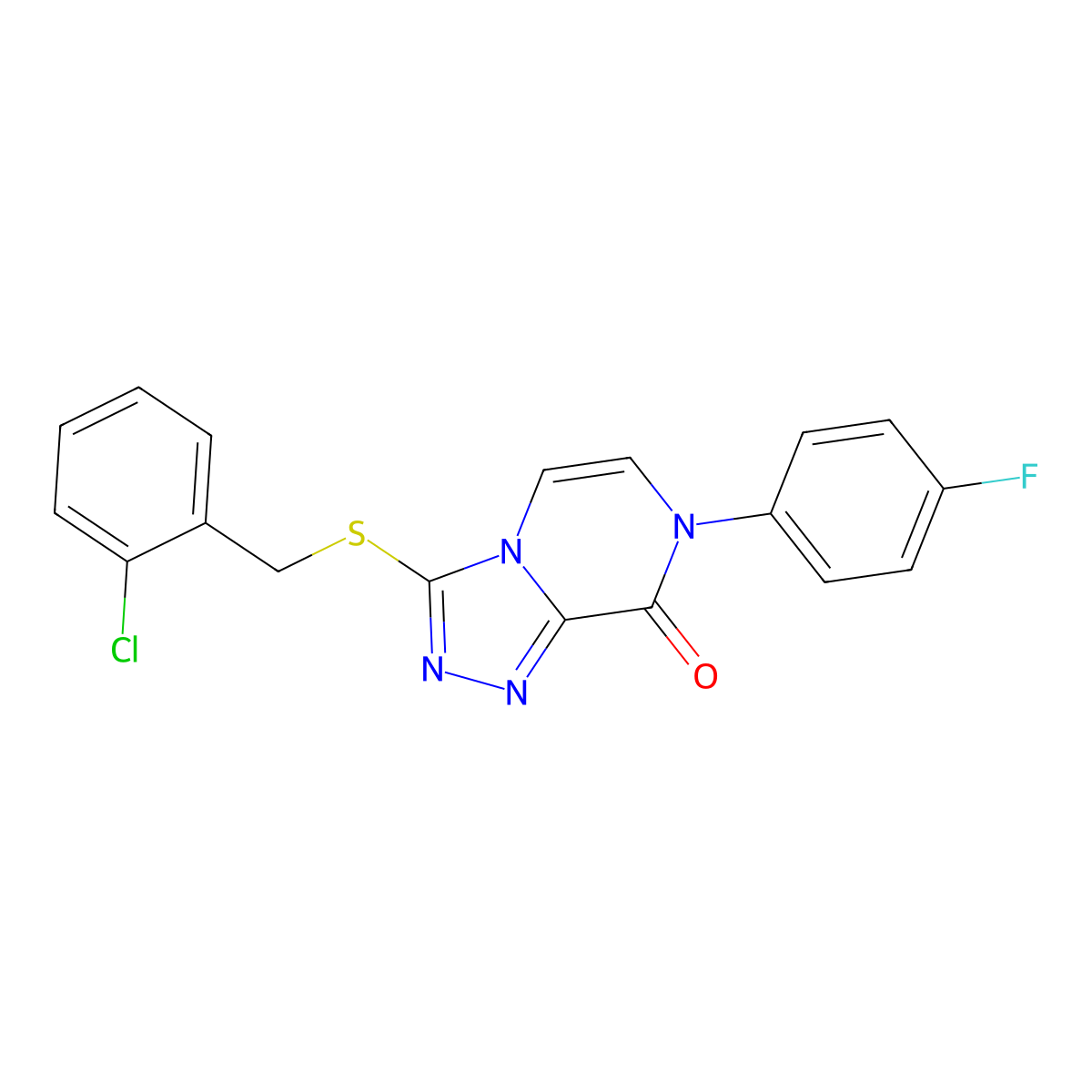 3-[(2-chlorobenzyl)thio]-7-(4-fluorophenyl)[1,2,4]triazolo[4,3-a]pyrazin-8(7H)-one molecular structure, CAS 1243008-90-3
