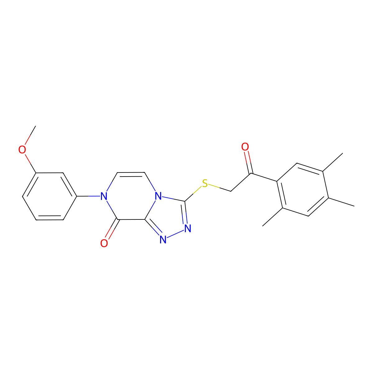 7-(3-methoxyphenyl)-3-((2-oxo-2-(2,4,5-trimethylphenyl)ethyl)thio)-[1,2,4]triazolo[4,3-a]pyrazin-8(7H)-one molecular structure, CAS 1243010-35-6