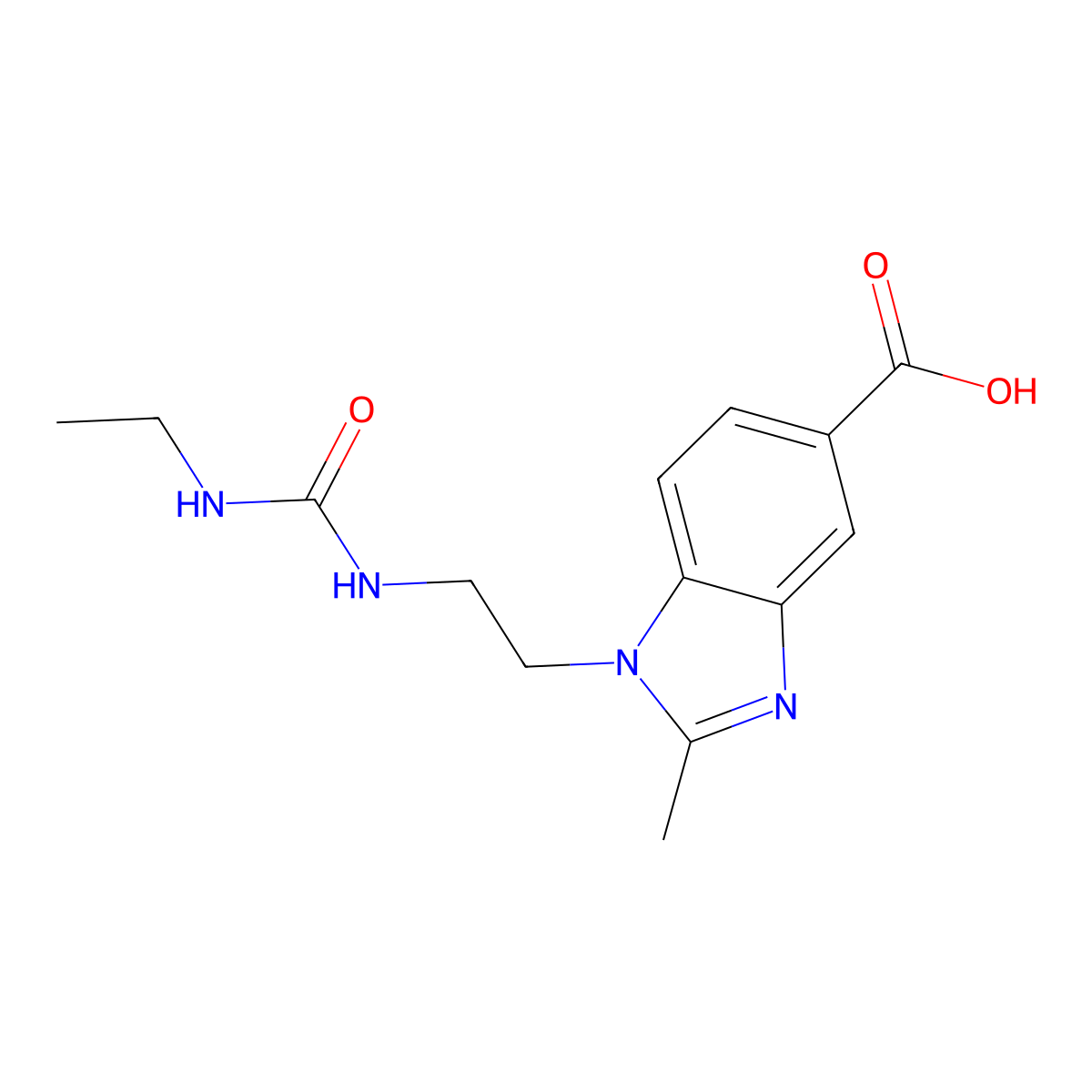 1-(2-{[(Ethylamino)carbonyl]amino}ethyl)-2-methyl-1H-benzimidazole-5-carboxylic acid molecular structure, CAS 1243011-06-4