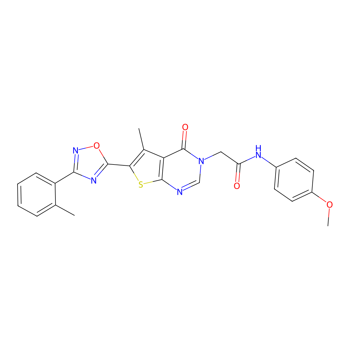 N-(4-methoxyphenyl)-2-(5-methyl-4-oxo-6-(3-(o-tolyl)-1,2,4-oxadiazol-5-yl)thieno[2,3-d]pyrimidin-3(4H)-yl)acetamide molecular structure, CAS 1243013-24-2