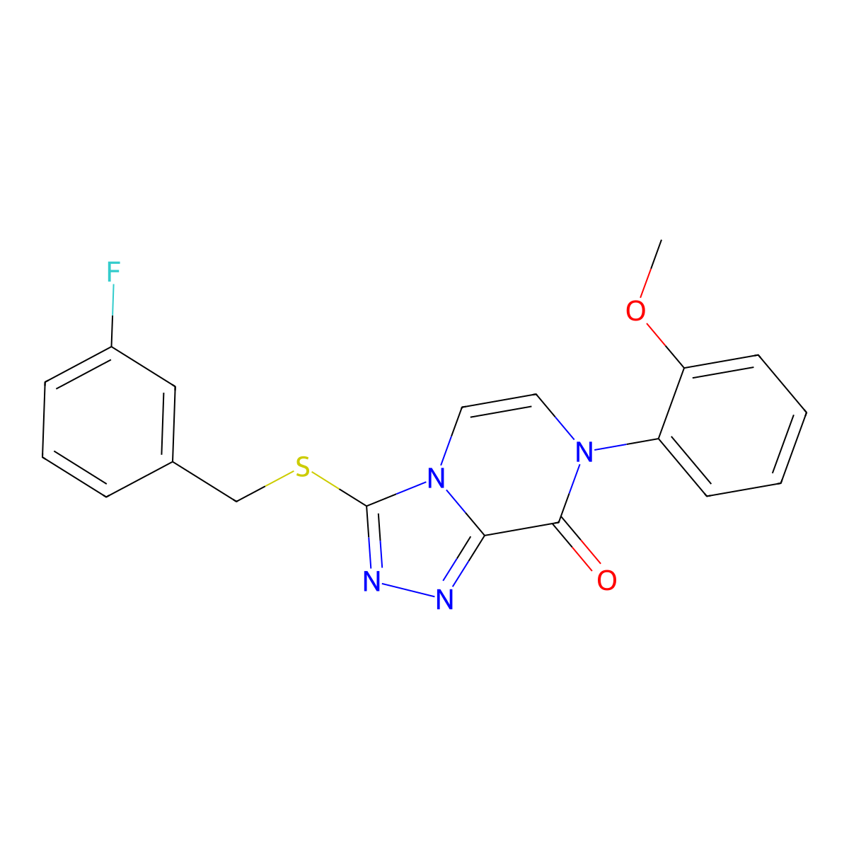 3-((3-fluorobenzyl)thio)-7-(2-methoxyphenyl)-[1,2,4]triazolo[4,3-a]pyrazin-8(7H)-one molecular structure, CAS 1243016-00-3