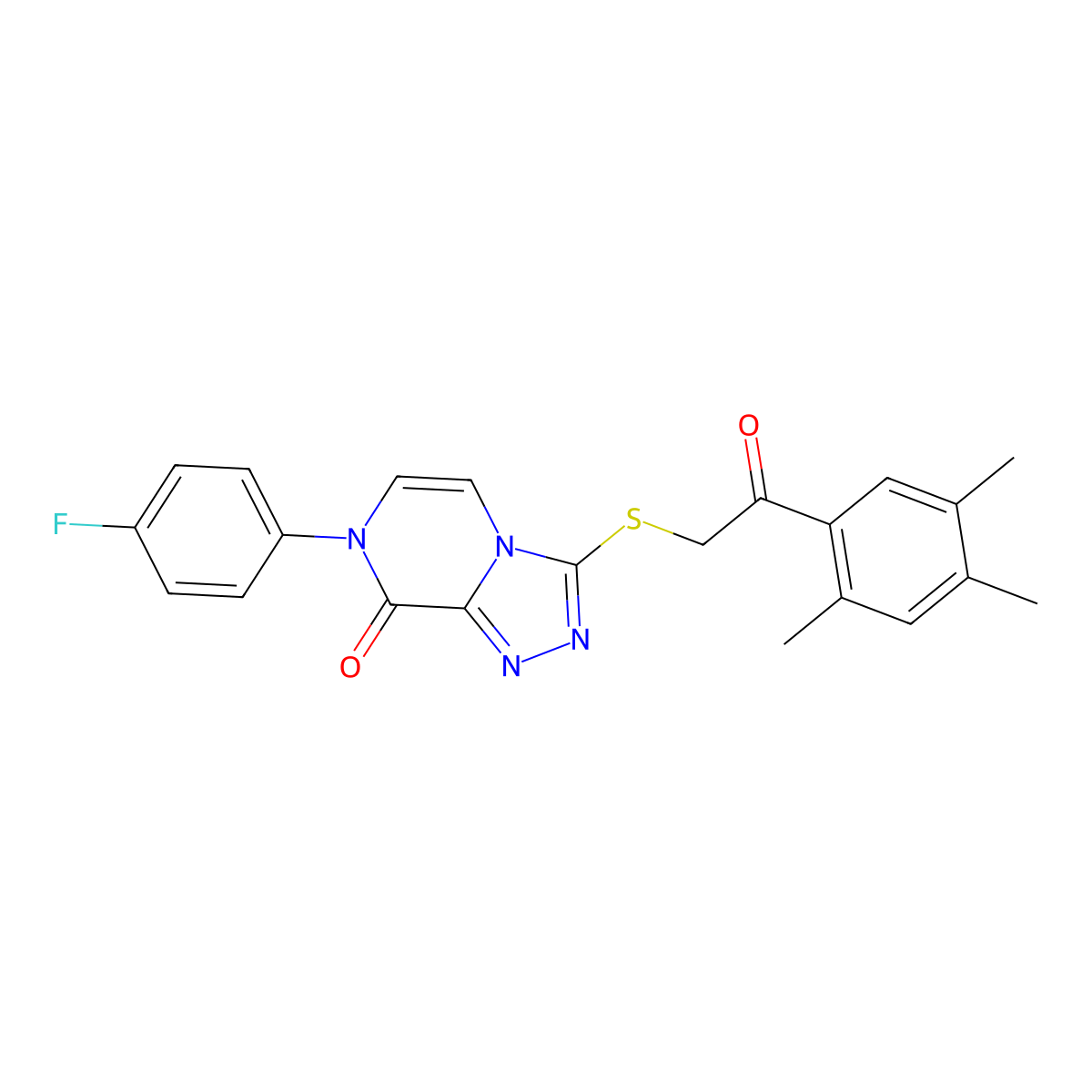 7-(4-fluorophenyl)-3-((2-oxo-2-(2,4,5-trimethylphenyl)ethyl)thio)-[1,2,4]triazolo[4,3-a]pyrazin-8(7H)-one molecular structure, CAS 1243017-05-1