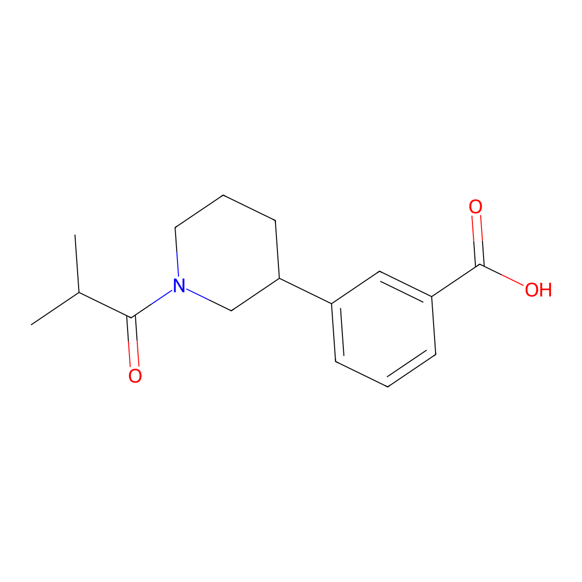 3-(1-Isobutyrylpiperidin-3-yl)benzoic acid molecular structure, CAS 1243020-41-8