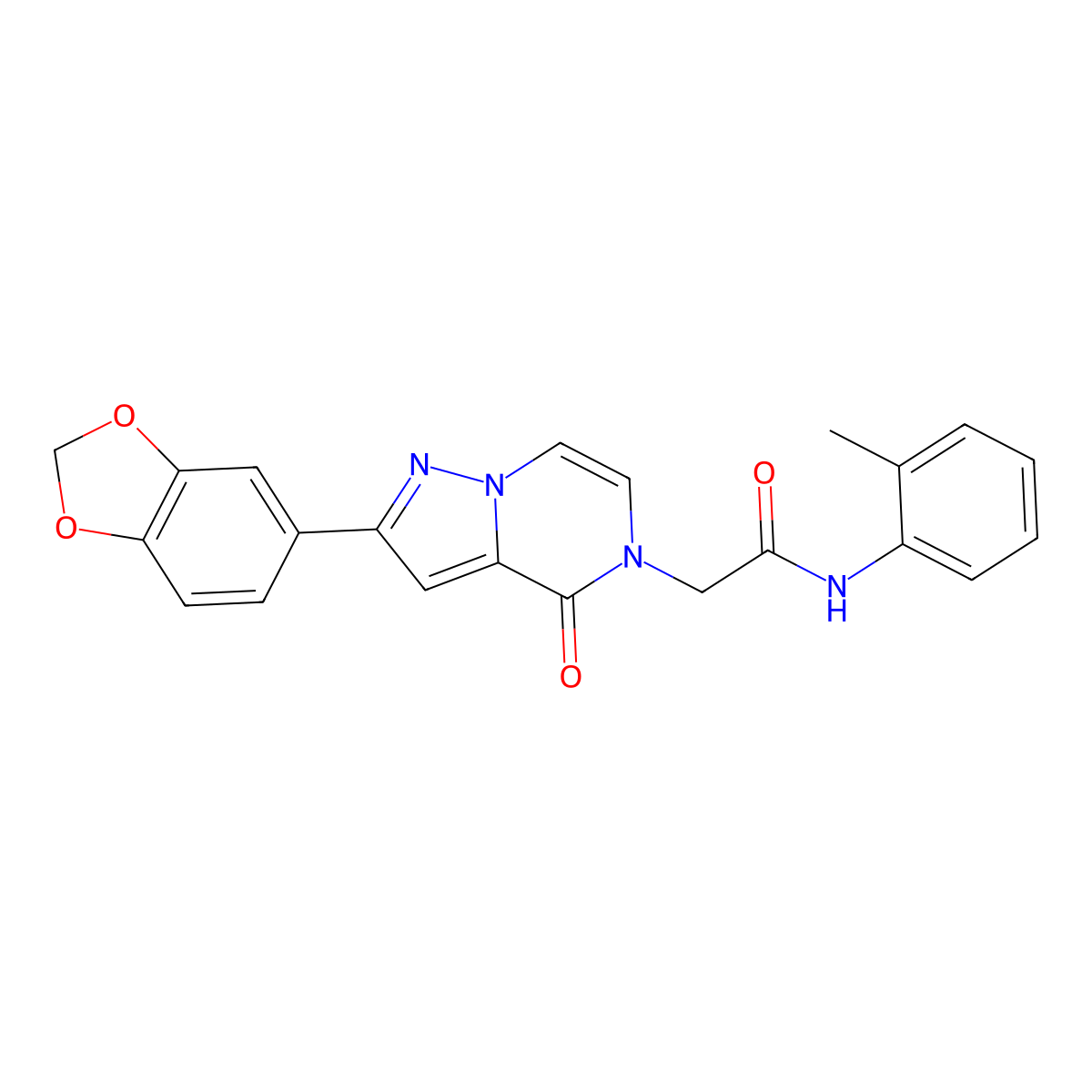 2-[2-(1,3-benzodioxol-5-yl)-4-oxopyrazolo[1,5-a]pyrazin-5(4H)-yl]-N-(2-methylphenyl)acetamide molecular structure, CAS 1243021-53-5