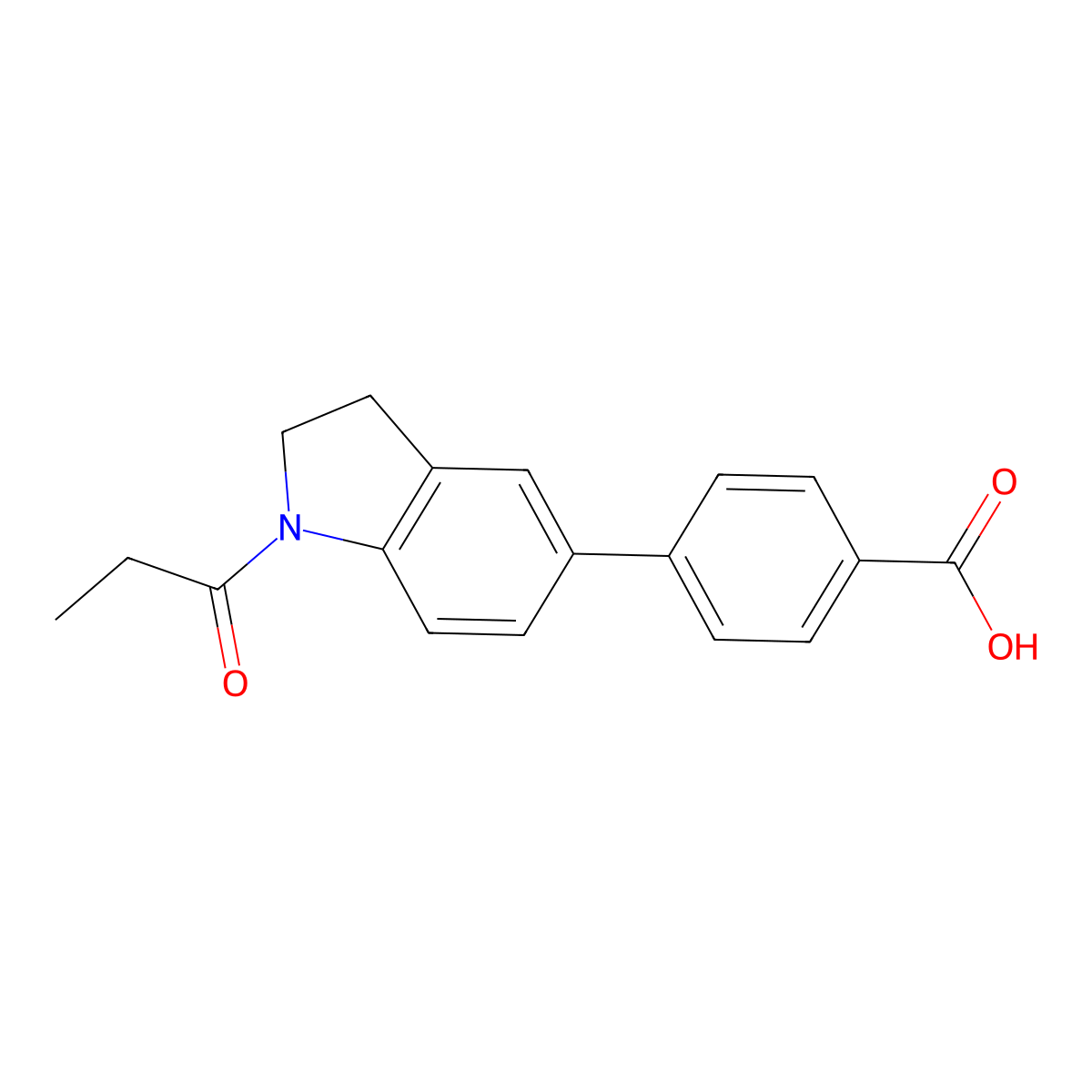 4-(1-Propionyl-2,3-dihydro-1H-indol-5-yl)benzoic acid molecular structure, CAS 1243022-77-6