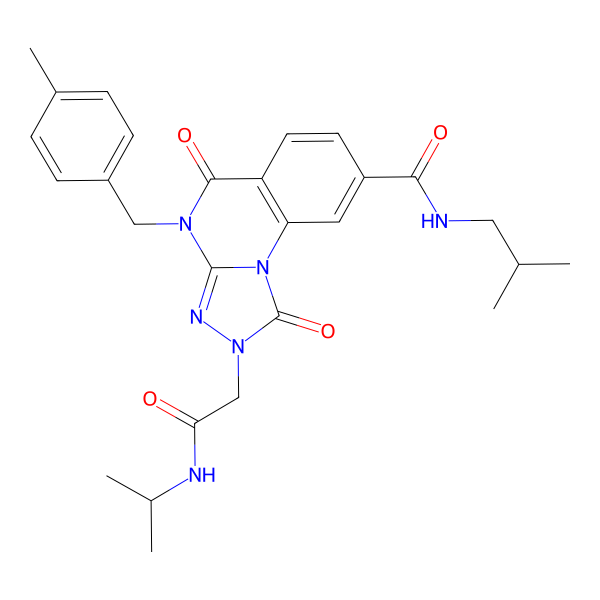 N-isobutyl-2-(2-(isopropylamino)-2-oxoethyl)-4-(4-methylbenzyl)-1,5-dioxo-1,2,4,5-tetrahydro-[1,2,4]triazolo[4,3-a]quinazoline-8-carboxamide molecular structure, CAS 1243022-95-8