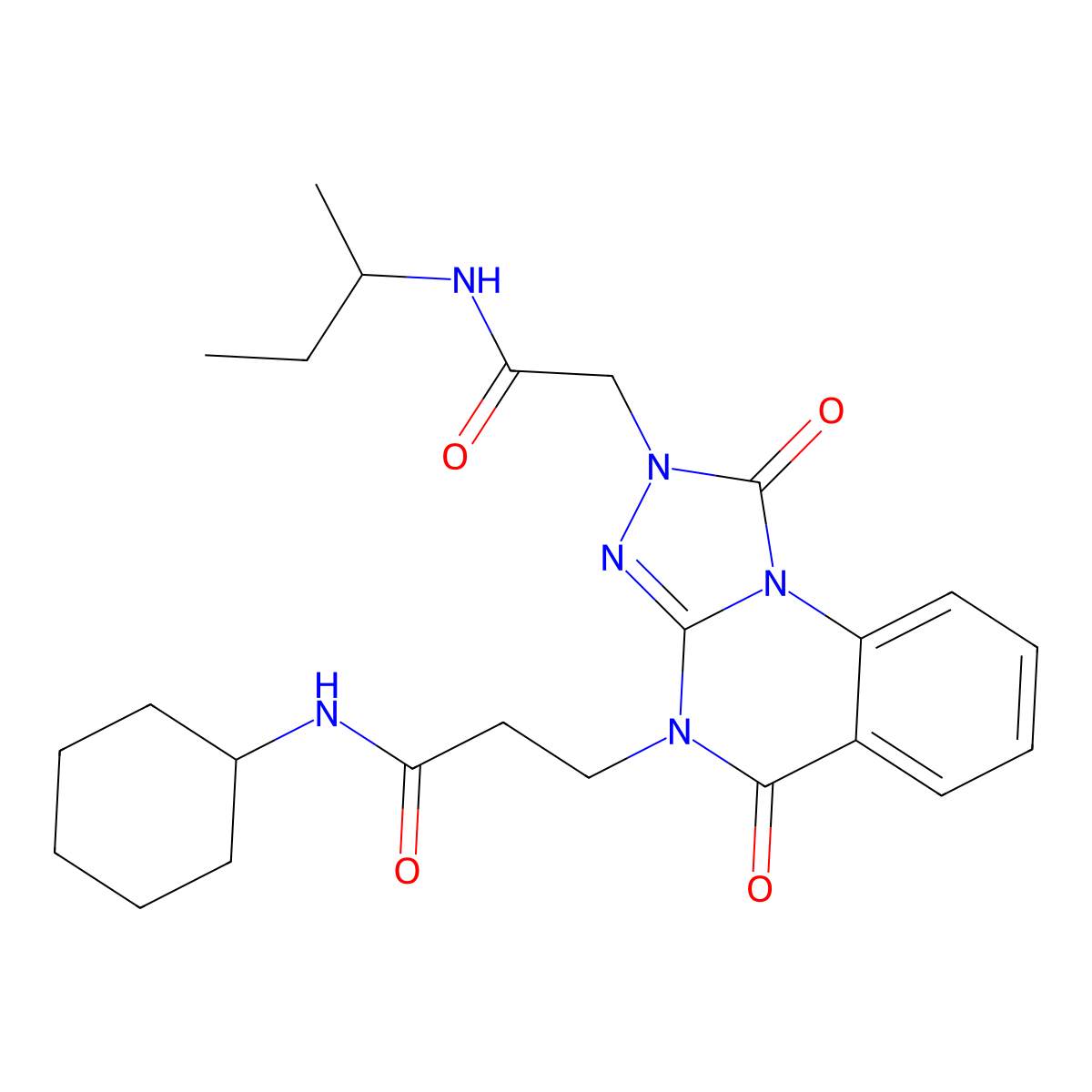 3-(2-{[(butan-2-yl)carbamoyl]methyl}-1,5-dioxo-1H,2H,4H,5H-[1,2,4]triazolo[4,3-a]quinazolin-4-yl)-N-cyclohexylpropanamide molecular structure, CAS 1243023-07-5