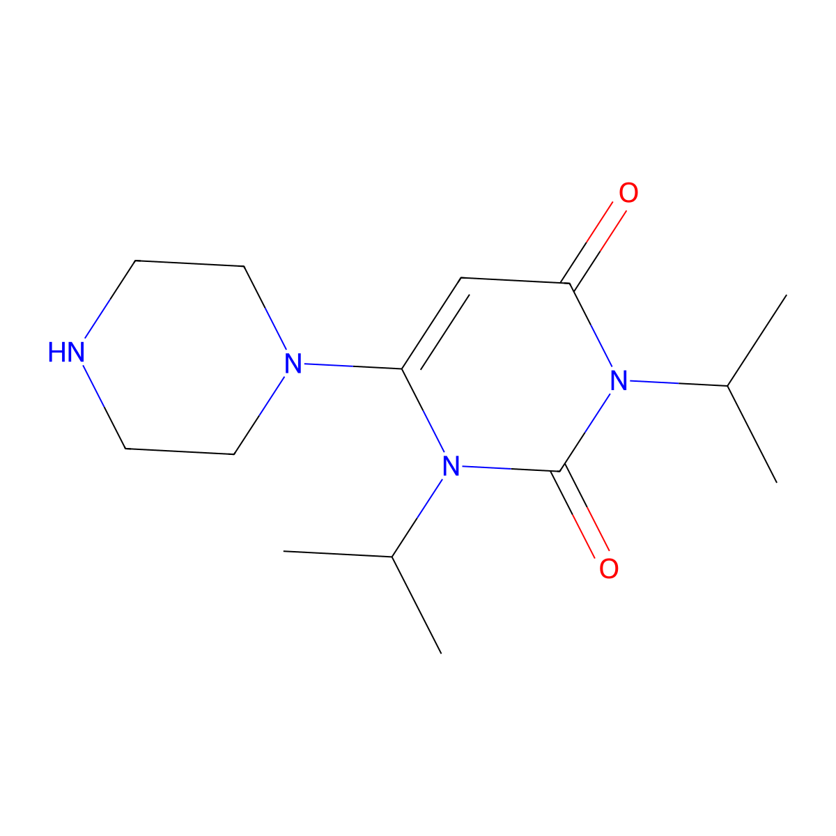 1,3-Diisopropyl-6-piperazin-1-ylpyrimidine-2,4(1H,3H)-dione molecular structure, CAS 1243023-38-2