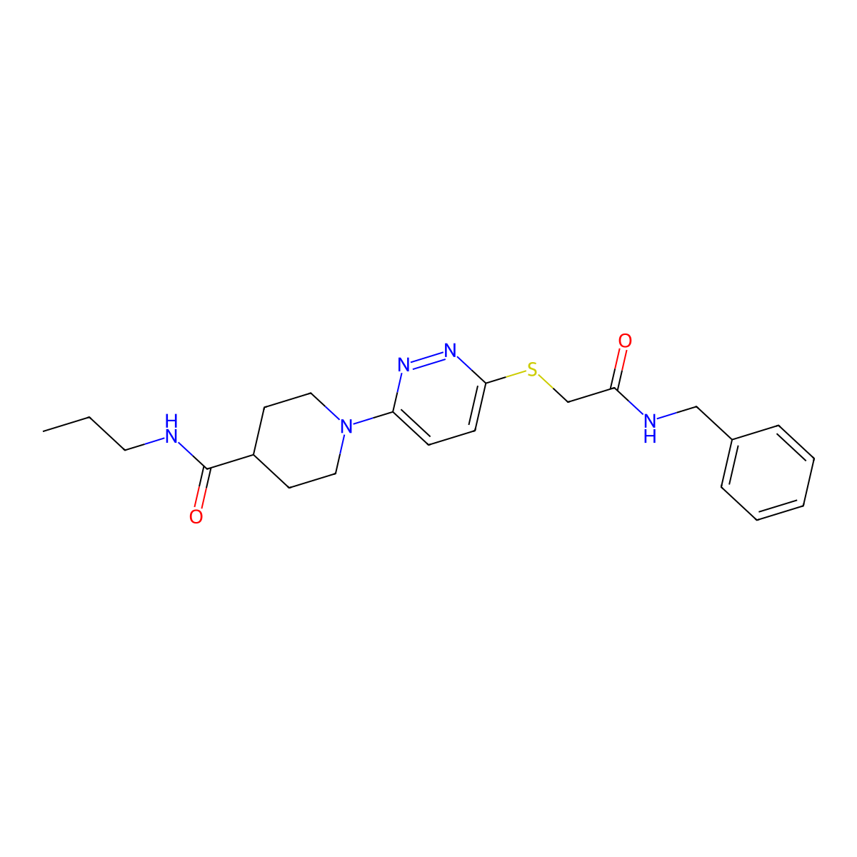 1-(6-{[(benzylcarbamoyl)methyl]sulfanyl}pyridazin-3-yl)-N-propylpiperidine-4-carboxamide molecular structure, CAS 1243023-62-2