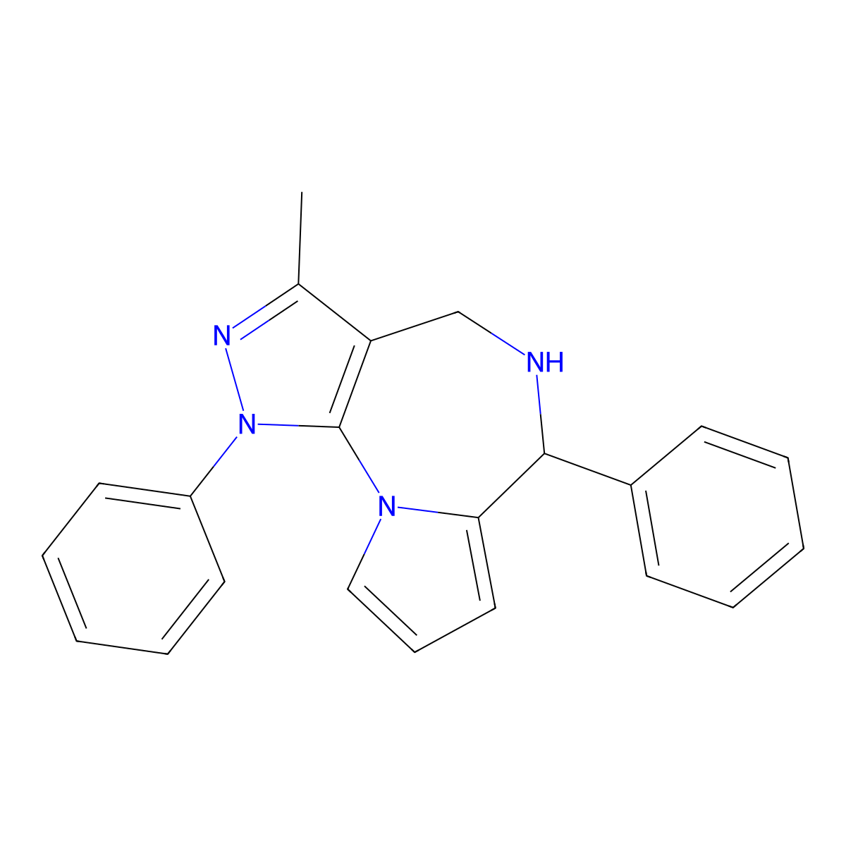 3-Methyl-1,6-diphenyl-1,4,5,6-tetrahydropyrazolo[4,3-f]pyrrolo[1,2-a][1,4]diazepine molecular structure, CAS 1243023-65-5
