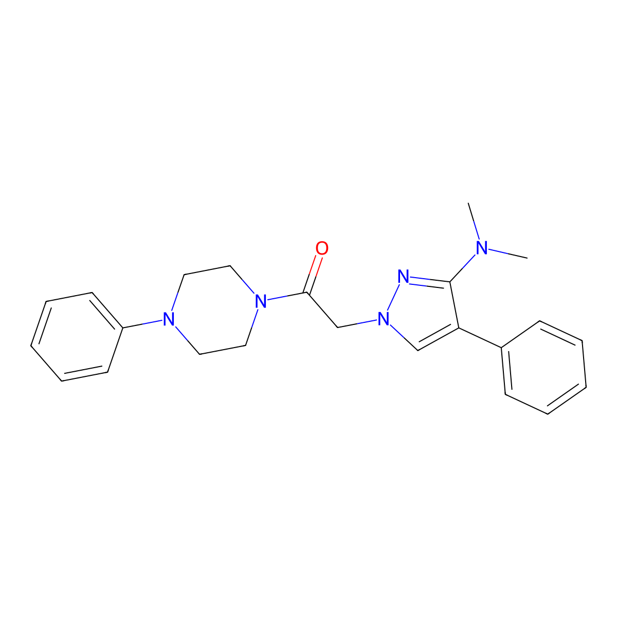 2-[3-(dimethylamino)-4-phenyl-1H-pyrazol-1-yl]-1-(4-phenylpiperazin-1-yl)ethan-1-one molecular structure, CAS 1243024-26-1