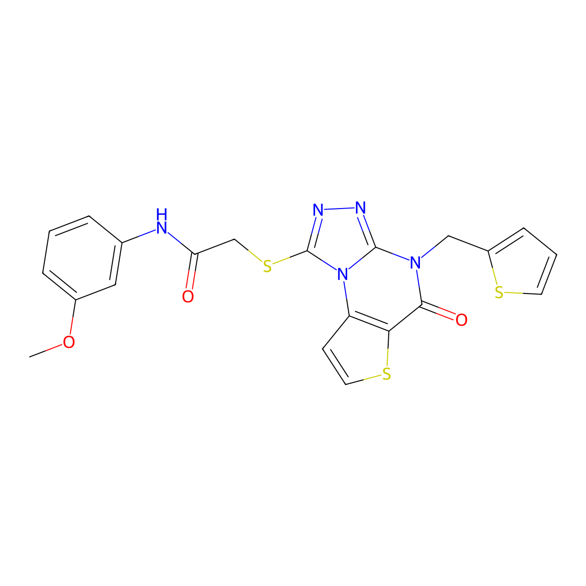 N-(3-methoxyphenyl)-2-({7-oxo-8-[(thiophen-2-yl)methyl]-5-thia-1,8,10,11-tetraazatricyclo[7.3.0.0^{2,6}]dodeca-2(6),3,9,11-tetraen-12-yl}sulfanyl)acetamide molecular structure, CAS 1243025-41-3