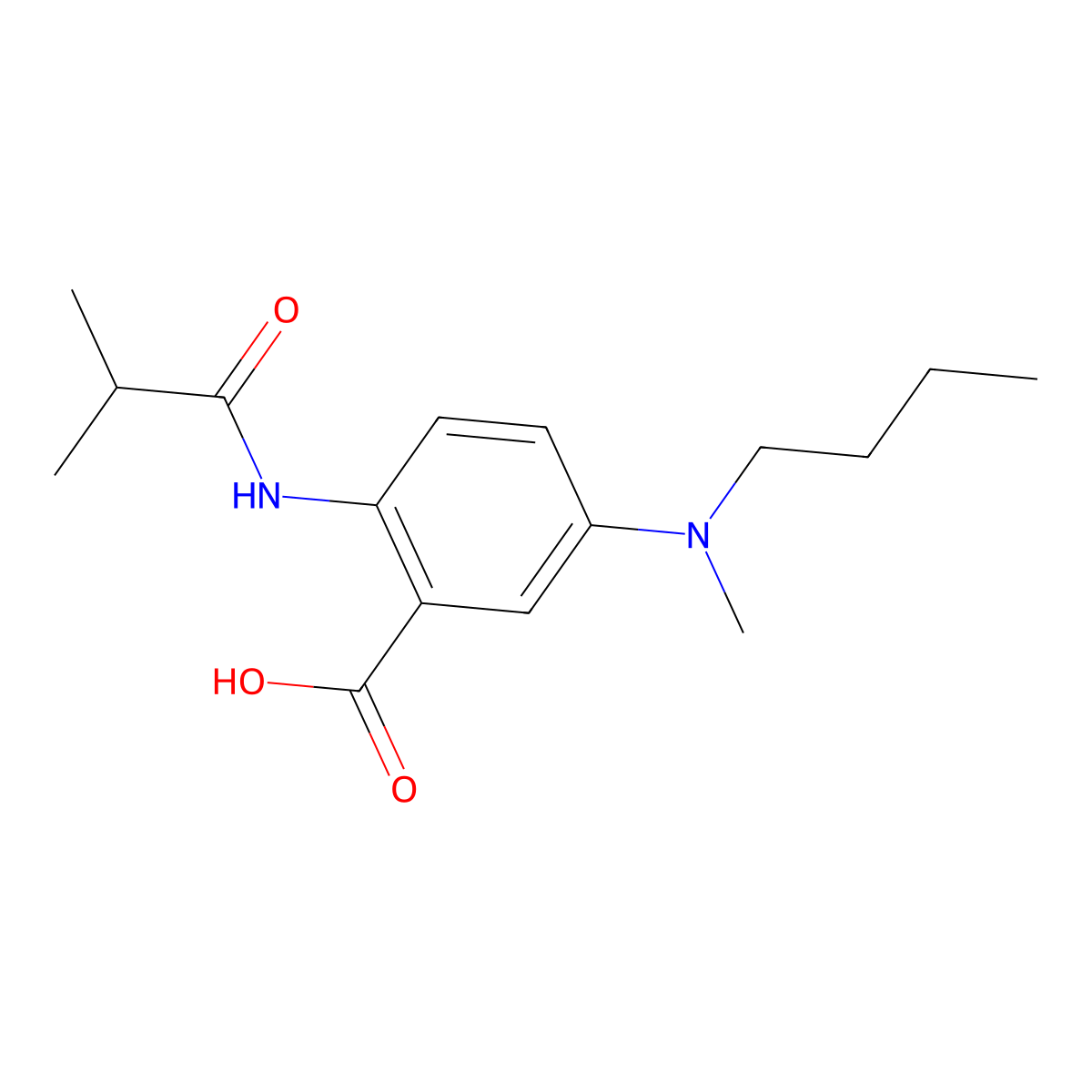 5-[Butyl(methyl)amino]-2-(2-methylpropanamido)benzoic acid molecular structure, CAS 1243028-14-9
