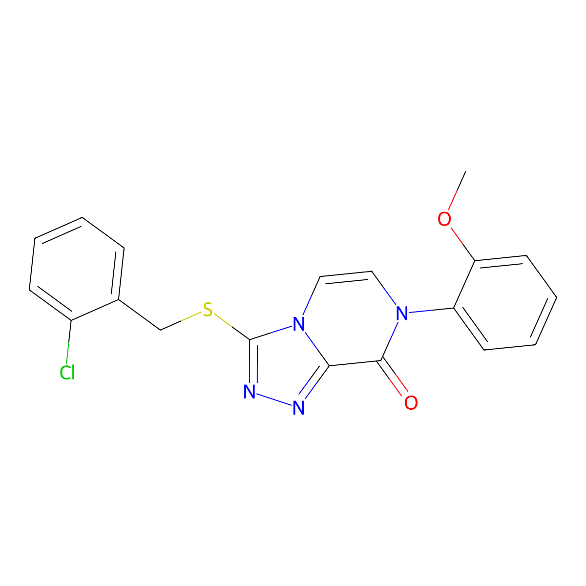 3-((2-chlorobenzyl)thio)-7-(2-methoxyphenyl)-[1,2,4]triazolo[4,3-a]pyrazin-8(7H)-one molecular structure, CAS 1243029-46-0