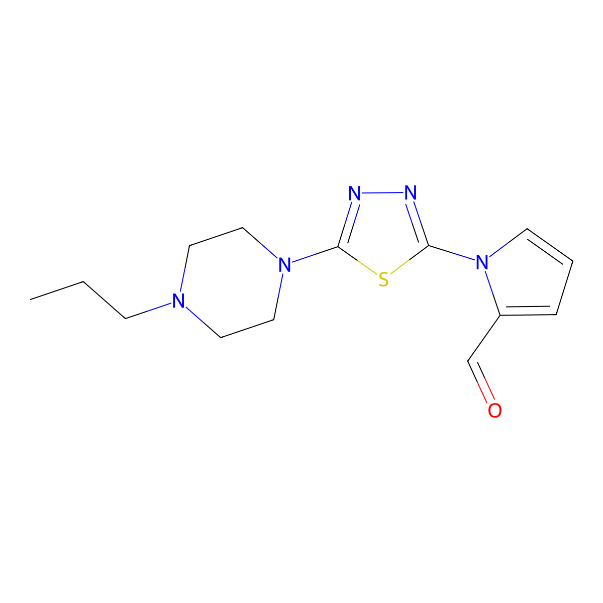 1-[5-(4-Propylpiperazin-1-yl)-1,3,4-thiadiazol-2-yl]-1H-pyrrole-2-carbaldehyde molecular structure, CAS 1243030-05-8