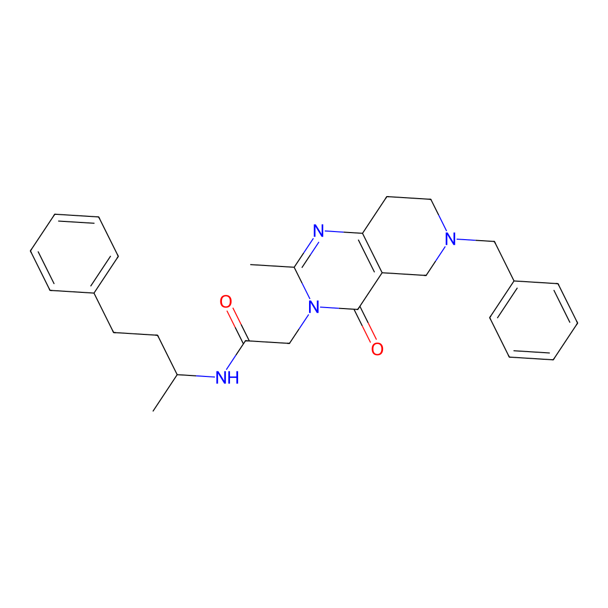 2-(6-benzyl-2-methyl-4-oxo-5,6,7,8-tetrahydropyrido[4,3-d]pyrimidin-3(4H)-yl)-N-(4-phenylbutan-2-yl)acetamide molecular structure, CAS 1243032-59-8