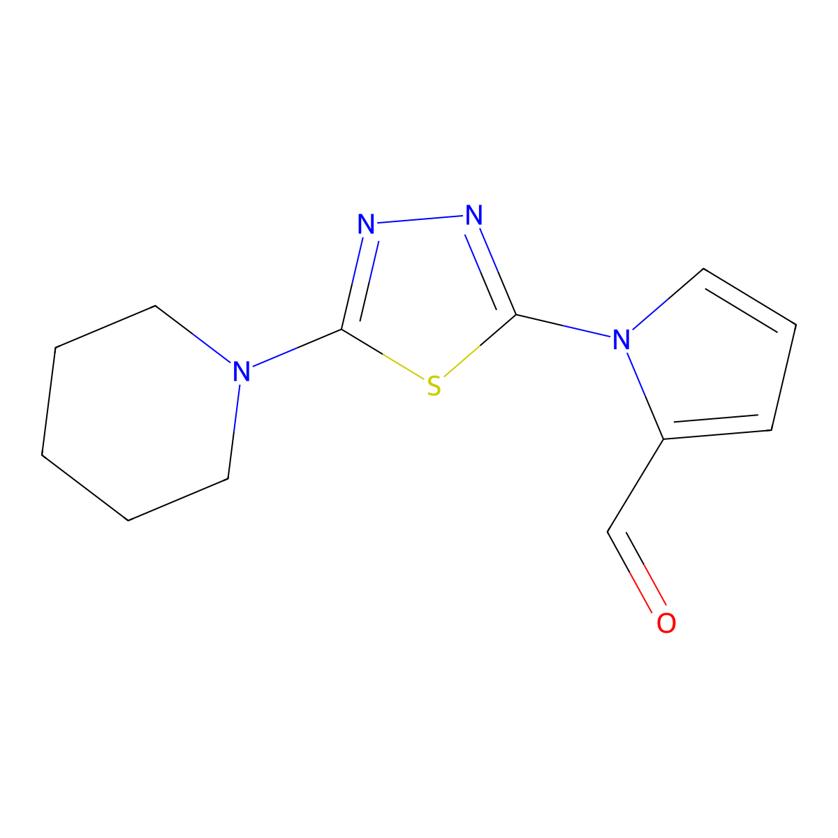 1-(5-Piperidin-1-yl-1,3,4-thiadiazol-2-yl)-1H-pyrrole-2-carbaldehyde molecular structure, CAS 1243035-42-8