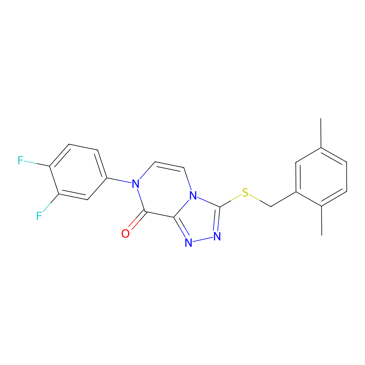 7-(3,4-difluorophenyl)-3-((2,5-dimethylbenzyl)thio)-[1,2,4]triazolo[4,3-a]pyrazin-8(7H)-one molecular structure, CAS 1243035-76-8