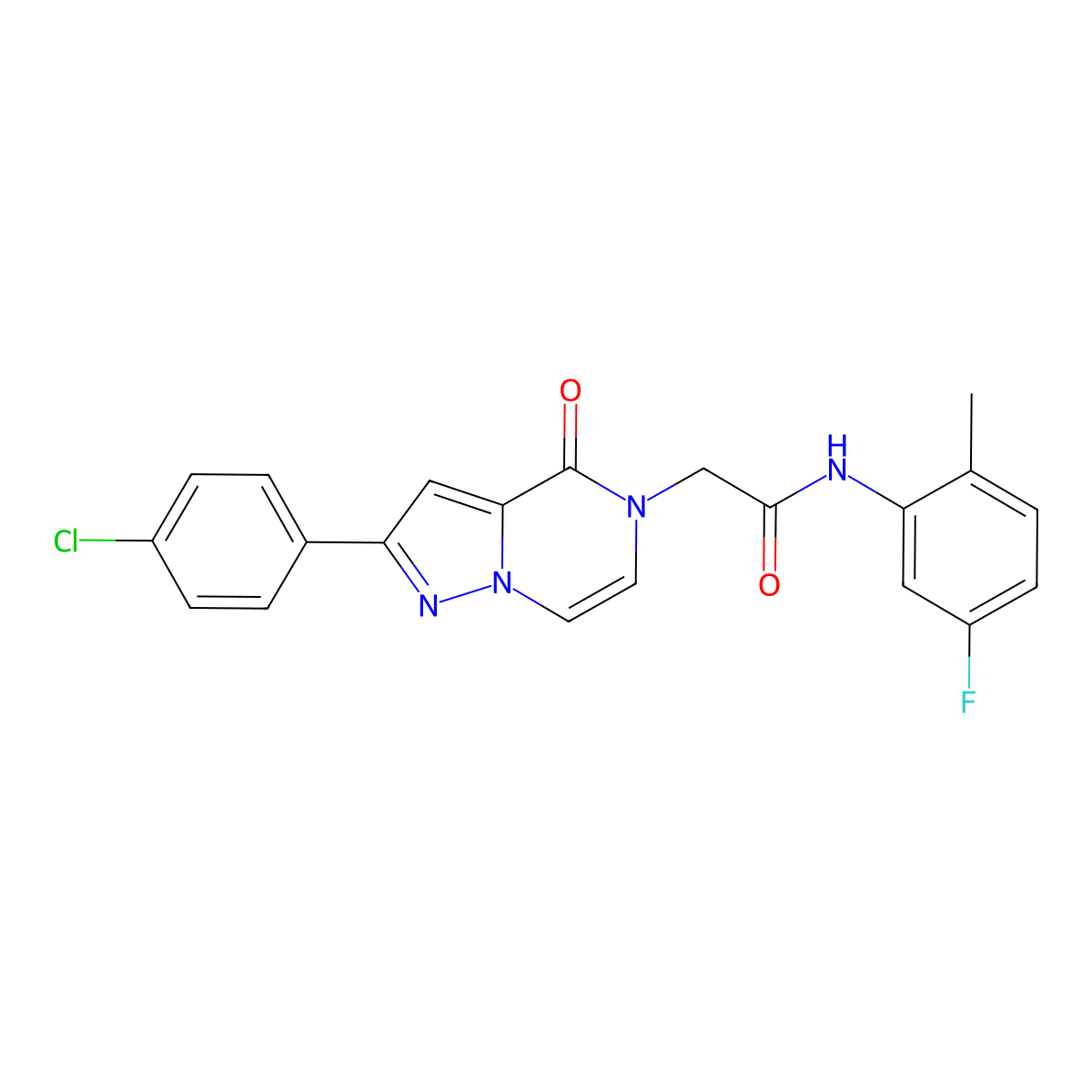 2-[2-(4-chlorophenyl)-4-oxopyrazolo[1,5-a]pyrazin-5(4H)-yl]-N-(5-fluoro-2-methylphenyl)acetamide molecular structure, CAS 1243036-15-8