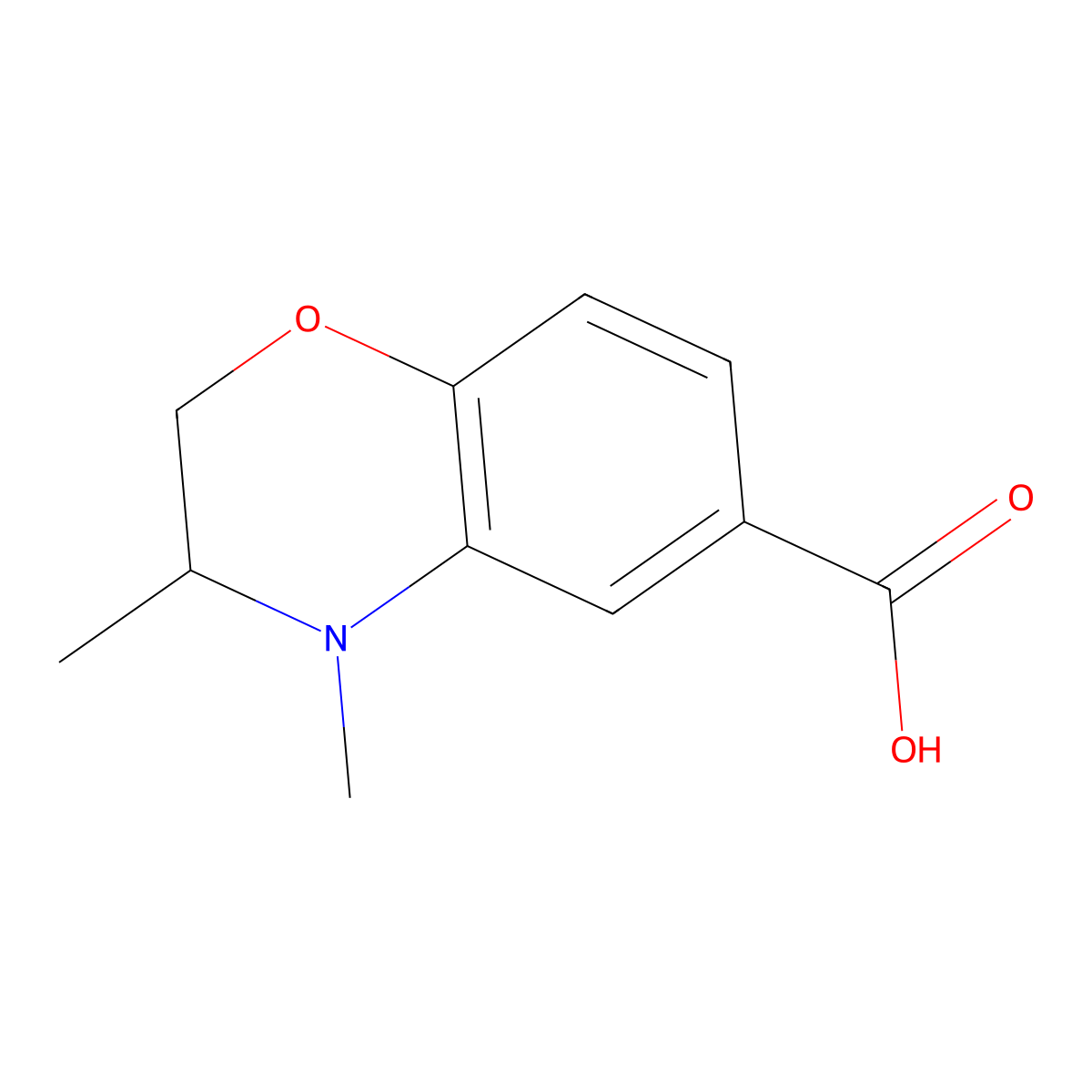 3,4-Dimethyl-3,4-dihydro-2H-1,4-benzoxazine-6-carboxylic acid molecular structure, CAS 1243040-51-8
