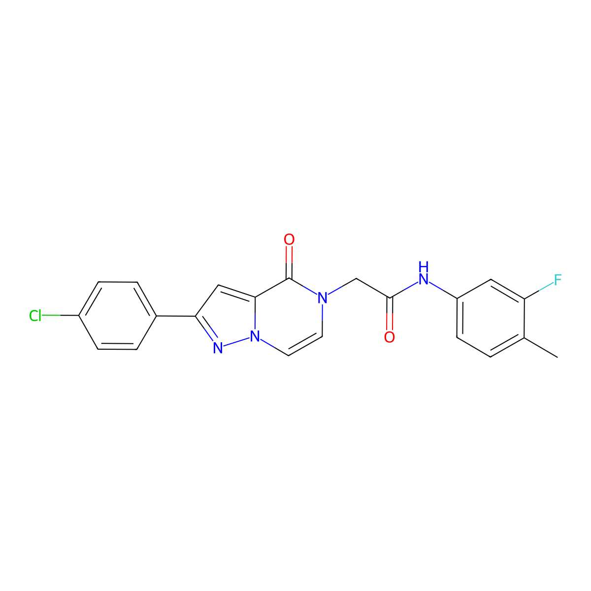 2-[2-(4-chlorophenyl)-4-oxopyrazolo[1,5-a]pyrazin-5(4H)-yl]-N-(3-fluoro-4-methylphenyl)acetamide molecular structure, CAS 1243040-60-9