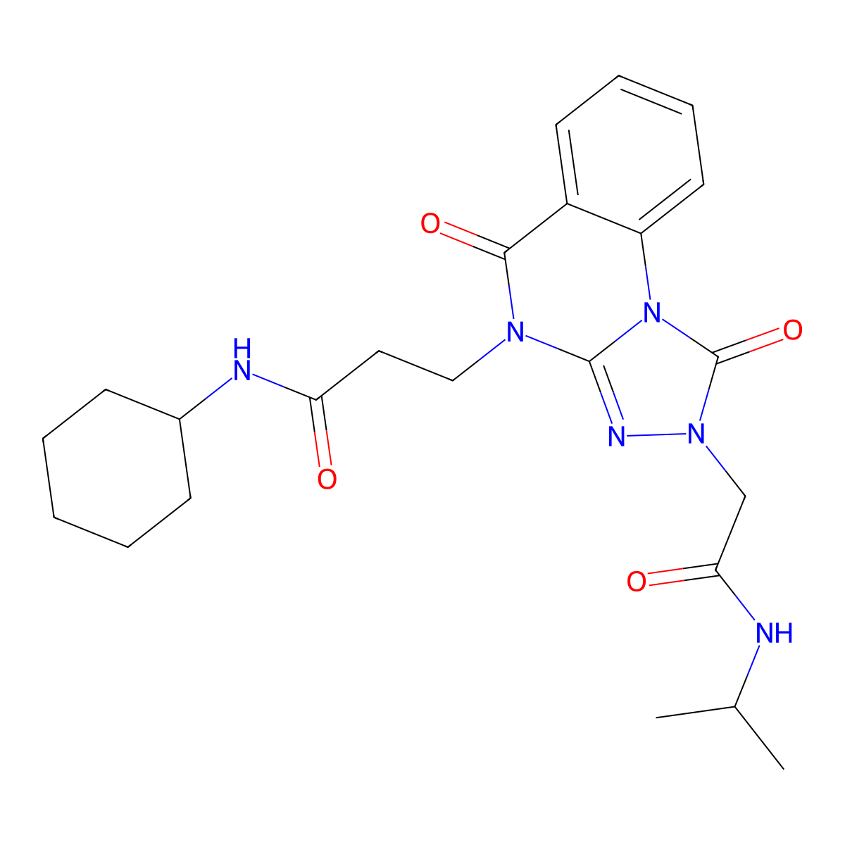 N-cyclohexyl-3-(2-(2-(isopropylamino)-2-oxoethyl)-1,5-dioxo-1,2-dihydro-[1,2,4]triazolo[4,3-a]quinazolin-4(5H)-yl)propanamide molecular structure, CAS 1243042-05-8