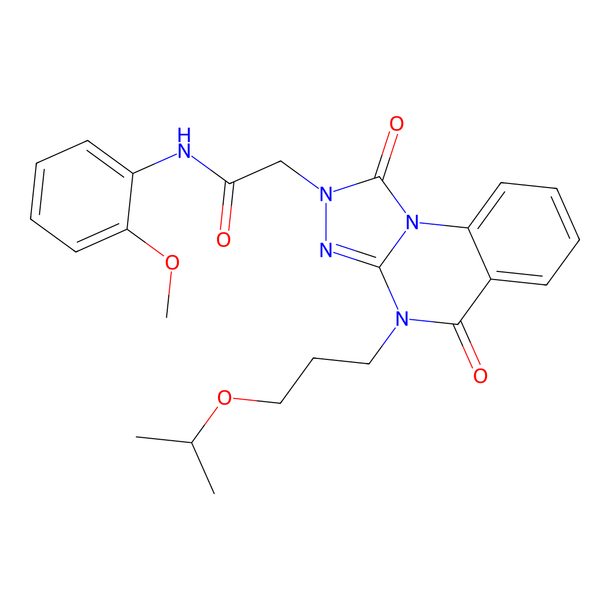 2-{1,5-dioxo-4-[3-(propan-2-yloxy)propyl]-1H,2H,4H,5H-[1,2,4]triazolo[4,3-a]quinazolin-2-yl}-N-(2-methoxyphenyl)acetamide molecular structure, CAS 1243042-73-0