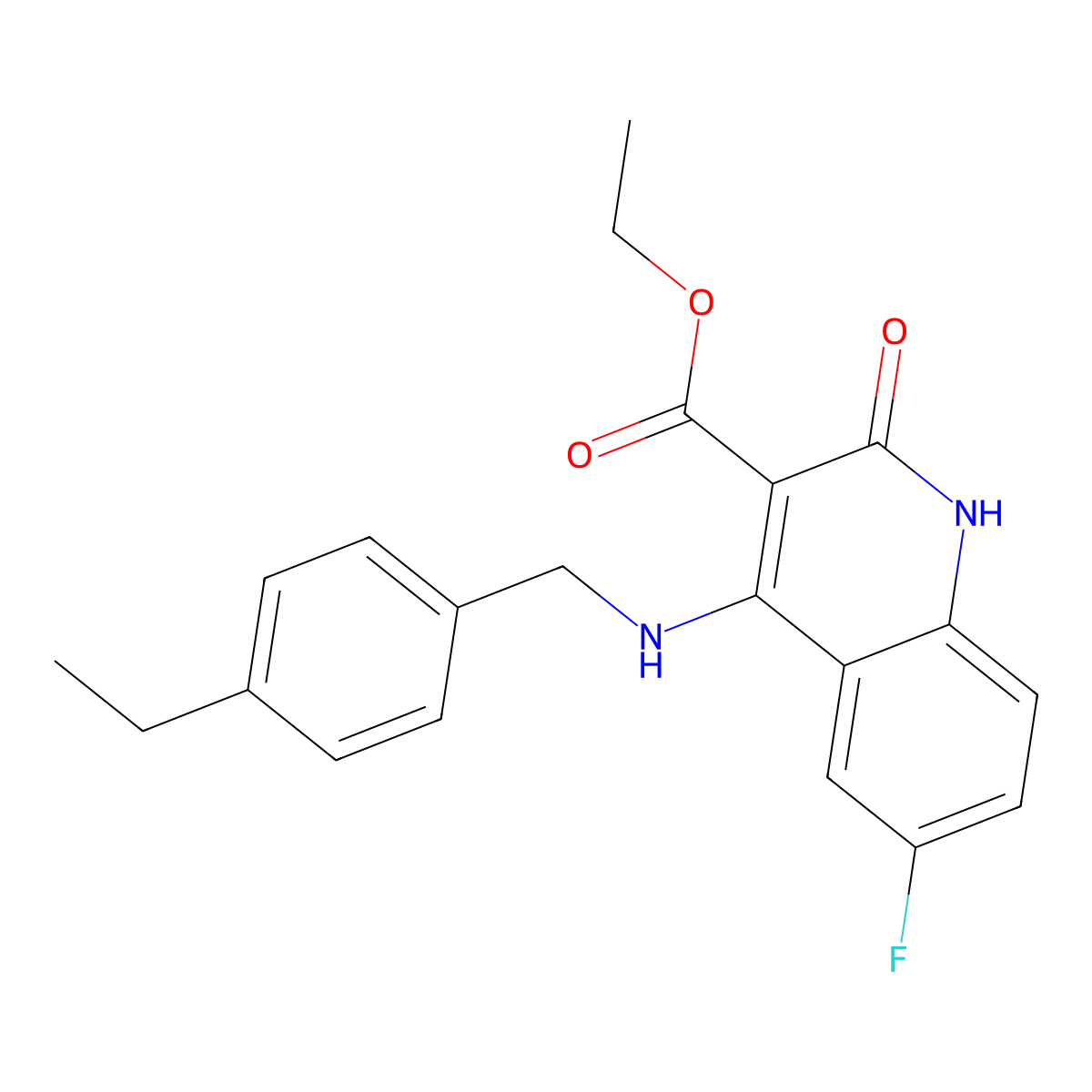 Ethyl 4-{[(4-ethylphenyl)methyl]amino}-6-fluoro-2-oxo-1,2-dihydroquinoline-3-carboxylate molecular structure, CAS 1243044-24-7
