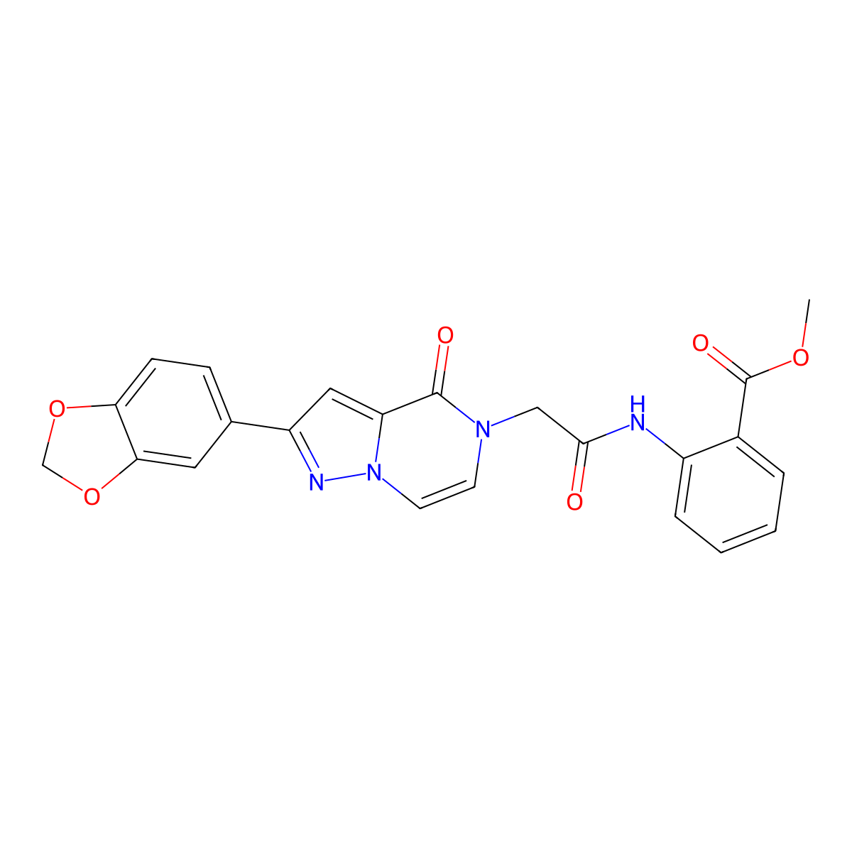 methyl 2-({[2-(1,3-benzodioxol-5-yl)-4-oxopyrazolo[1,5-a]pyrazin-5(4H)-yl]acetyl}amino)benzoate molecular structure, CAS 1243046-06-1