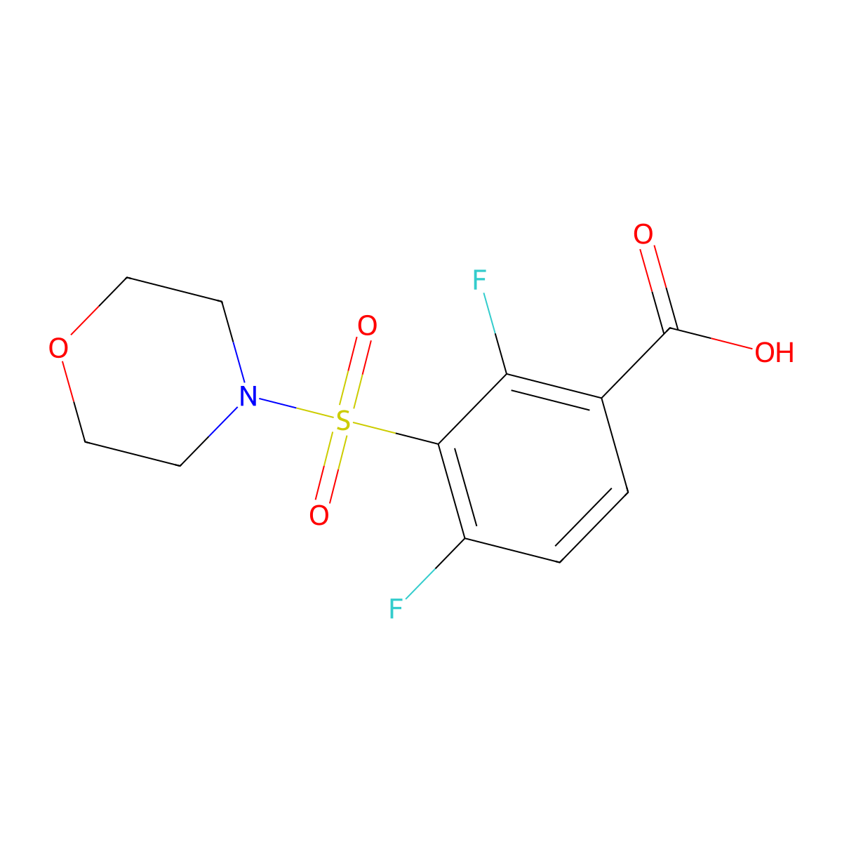 2,4-Difluoro-3-(morpholin-4-ylsulfonyl)benzoic acid molecular structure, CAS 1243046-94-7
