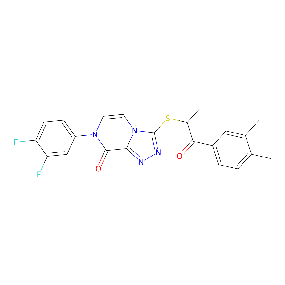 7-(3,4-difluorophenyl)-3-{[2-(3,4-dimethylphenyl)-1-methyl-2-oxoethyl]thio}[1,2,4]triazolo[4,3-a]pyrazin-8(7H)-one molecular structure, CAS 1243049-17-3