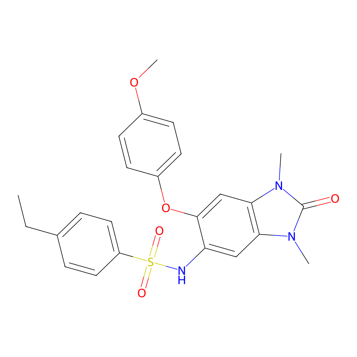 4-Ethyl-N-[6-(4-methoxyphenoxy)-1,3-dimethyl-2-oxo-2,3-dihydro-1H-1,3-benzodiazol-5-YL]benzene-1-sulfonamide molecular structure, CAS 1243049-38-8