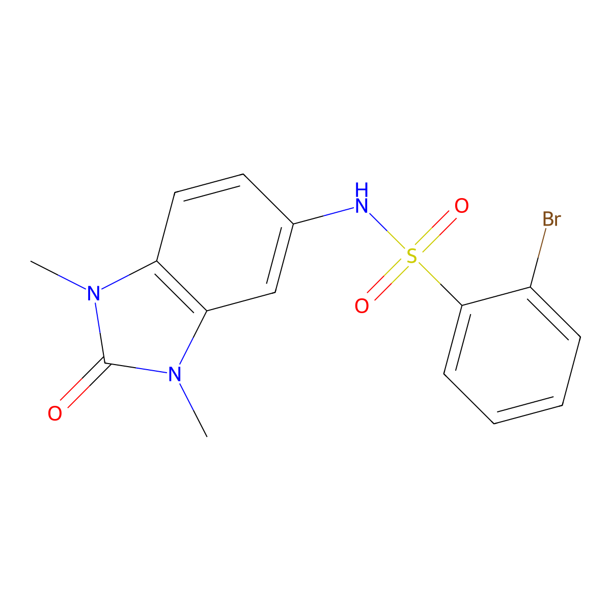 2-bromo-N-(1,3-dimethyl-2-oxo-2,3-dihydro-1H-1,3-benzodiazol-5-yl)benzene-1-sulfonamide molecular structure, CAS 1243054-00-3