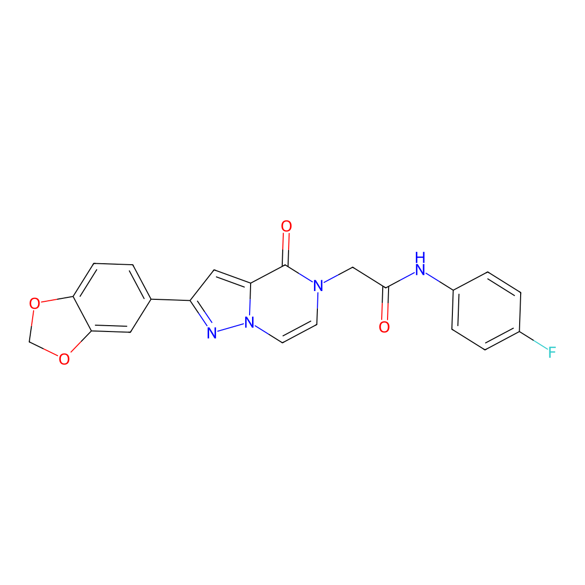 2-[2-(1,3-benzodioxol-5-yl)-4-oxopyrazolo[1,5-a]pyrazin-5(4H)-yl]-N-(4-fluorophenyl)acetamide molecular structure, CAS 1243058-07-2