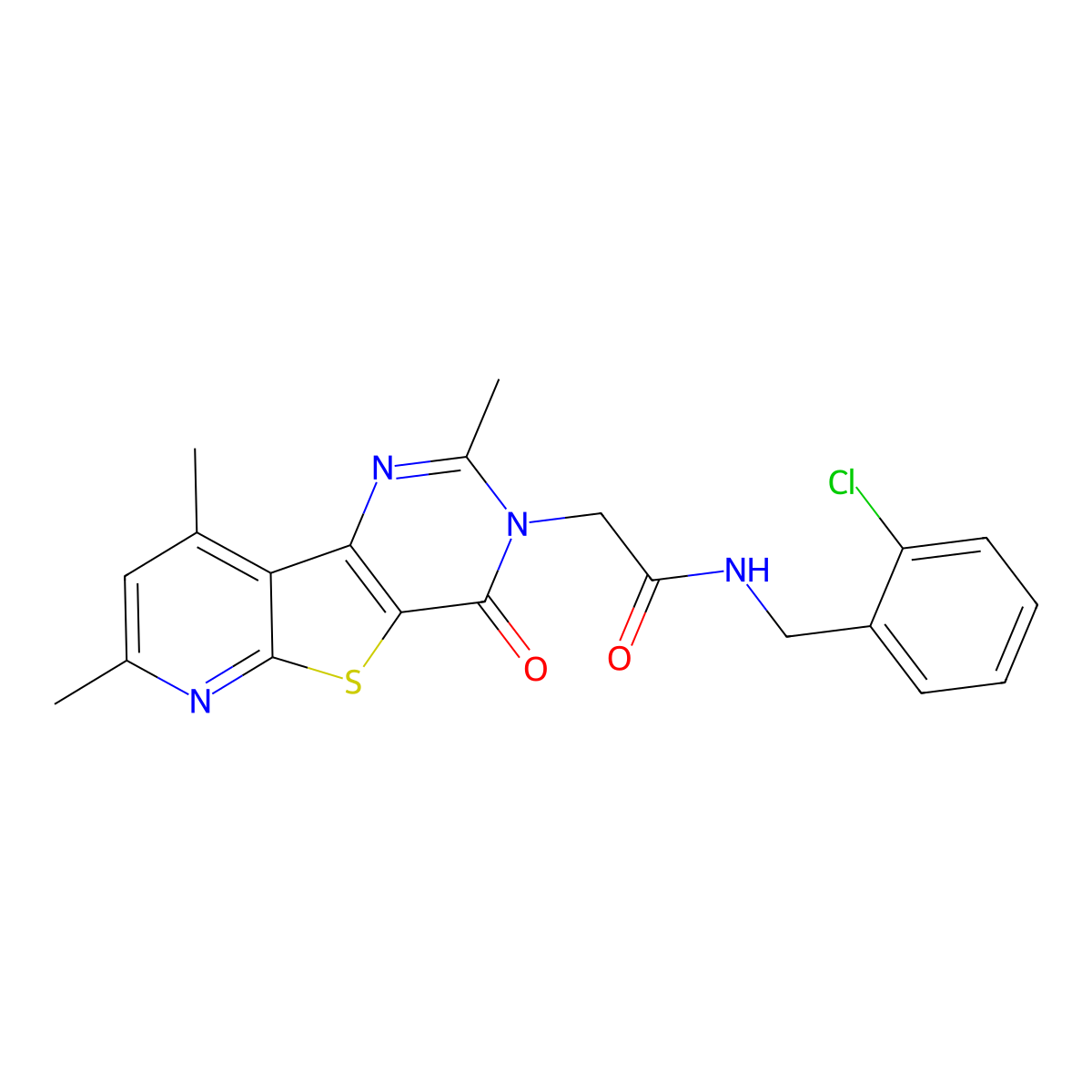 N-[(2-chlorophenyl)methyl]-2-{4,11,13-trimethyl-6-oxo-8-thia-3,5,10-triazatricyclo[7.4.0.0^{2,7}]trideca-1(13),2(7),3,9,11-pentaen-5-yl}acetamide molecular structure, CAS 1243058-45-8