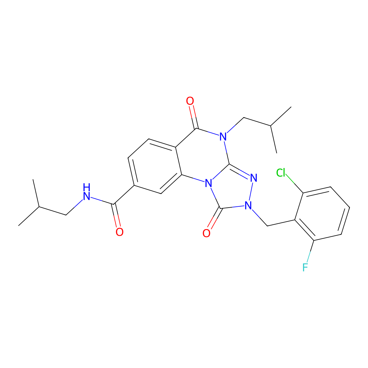 2-(2-chloro-6-fluorobenzyl)-N,4-diisobutyl-1,5-dioxo-1,2,4,5-tetrahydro-[1,2,4]triazolo[4,3-a]quinazoline-8-carboxamide molecular structure, CAS 1243060-10-7