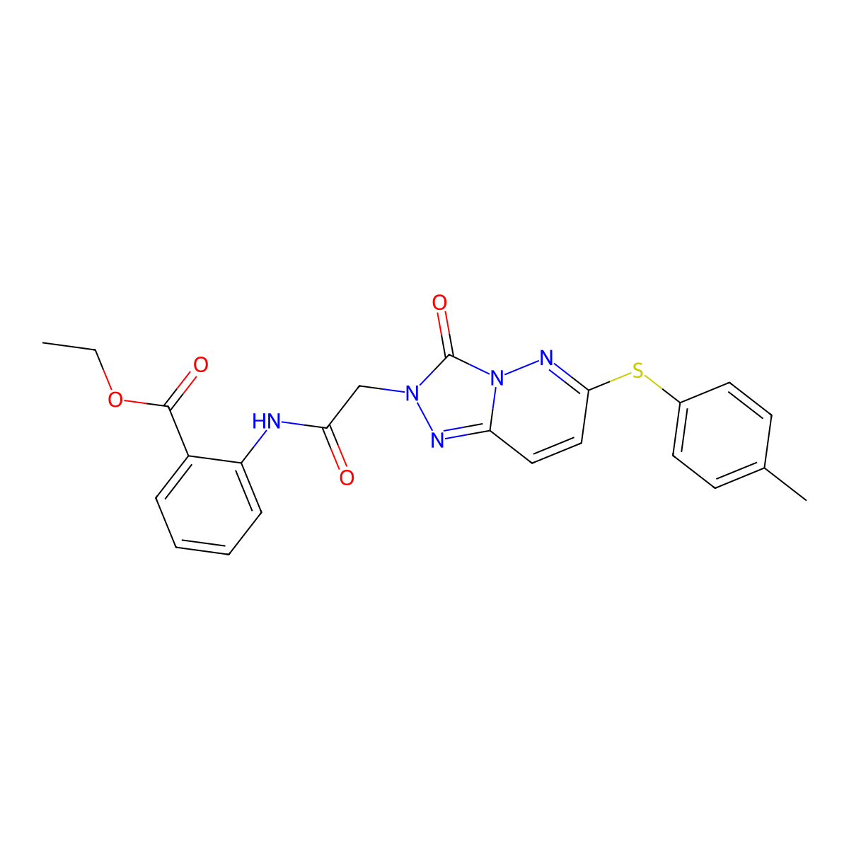 ethyl 2-(2-(3-oxo-6-(p-tolylthio)-[1,2,4]triazolo[4,3-b]pyridazin-2(3H)-yl)acetamido)benzoate molecular structure, CAS 1243060-57-2