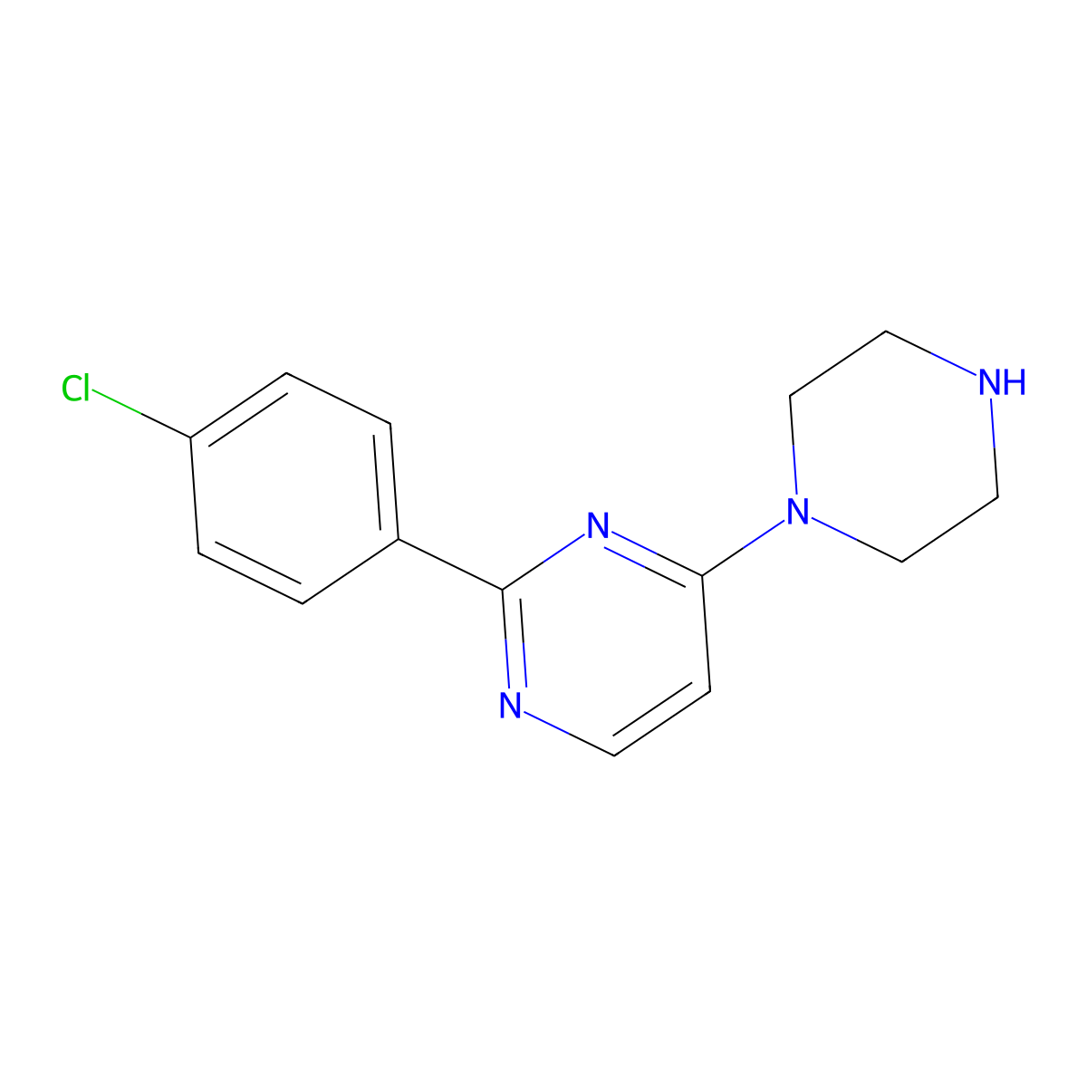 2-(4-Chlorophenyl)-4-piperazin-1-ylpyrimidine molecular structure, CAS 1243060-93-6
