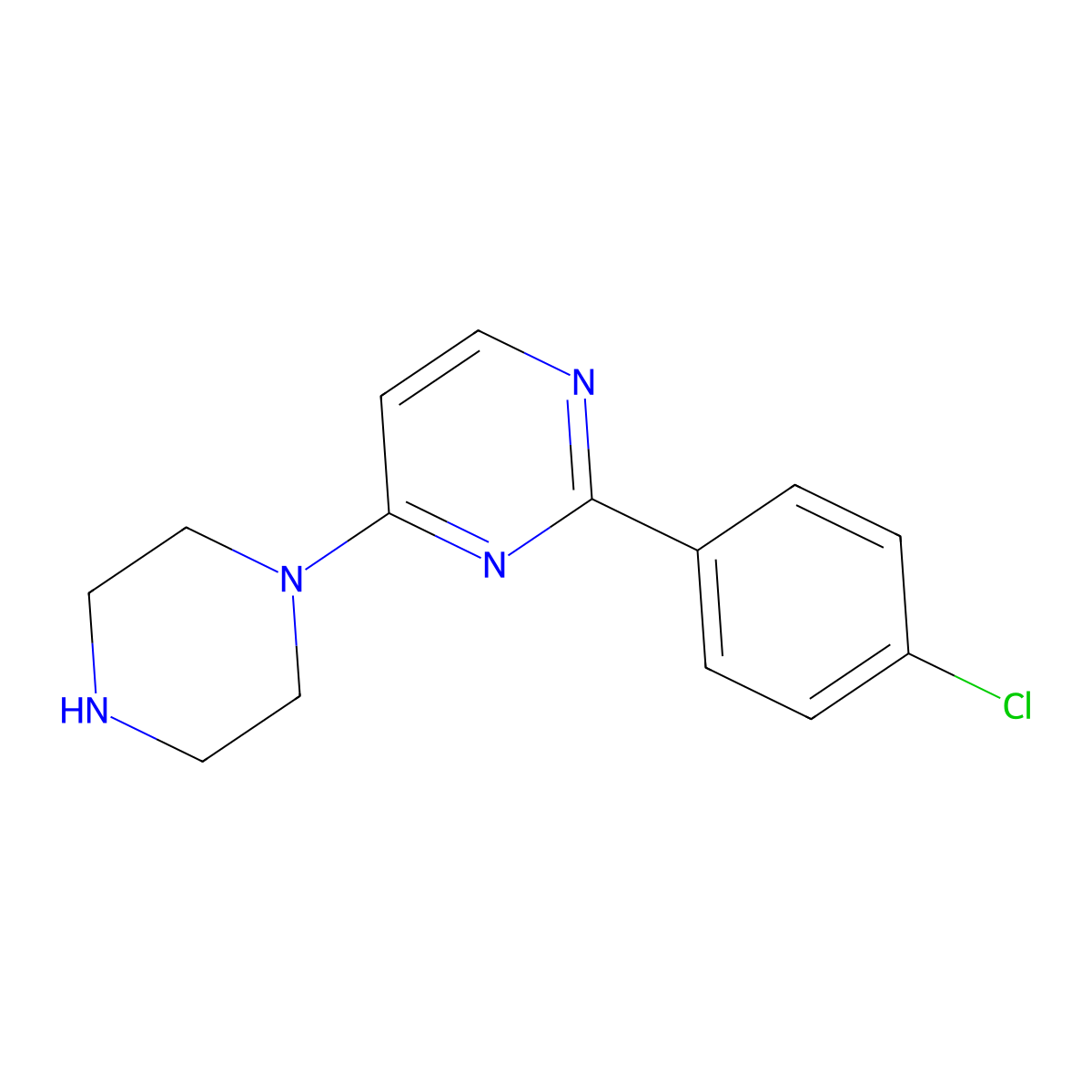 2-(4-Chlorophenyl)-4-piperazin-1-ylpyrimidine molecular structure, CAS 1243060-93-6