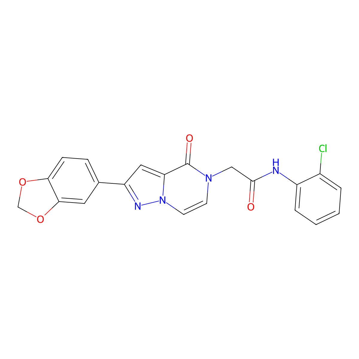 2-[2-(1,3-benzodioxol-5-yl)-4-oxopyrazolo[1,5-a]pyrazin-5(4H)-yl]-N-(2-chlorophenyl)acetamide molecular structure, CAS 1243061-21-3