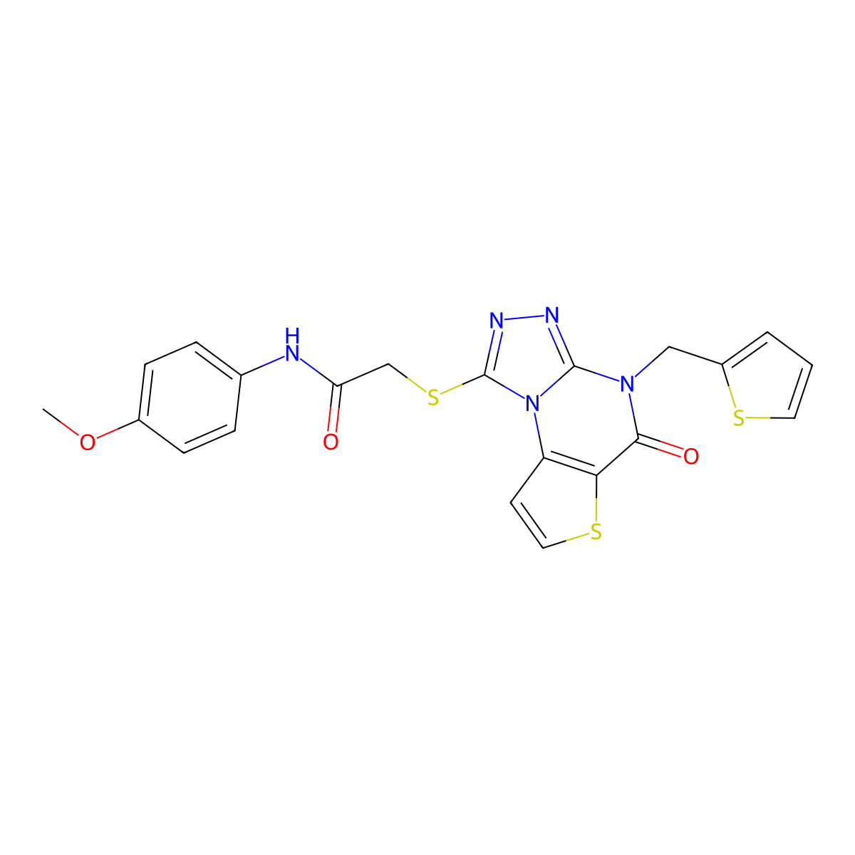 N-(4-methoxyphenyl)-2-({7-oxo-8-[(thiophen-2-yl)methyl]-5-thia-1,8,10,11-tetraazatricyclo[7.3.0.0^{2,6}]dodeca-2(6),3,9,11-tetraen-12-yl}sulfanyl)acetamide molecular structure, CAS 1243061-75-7