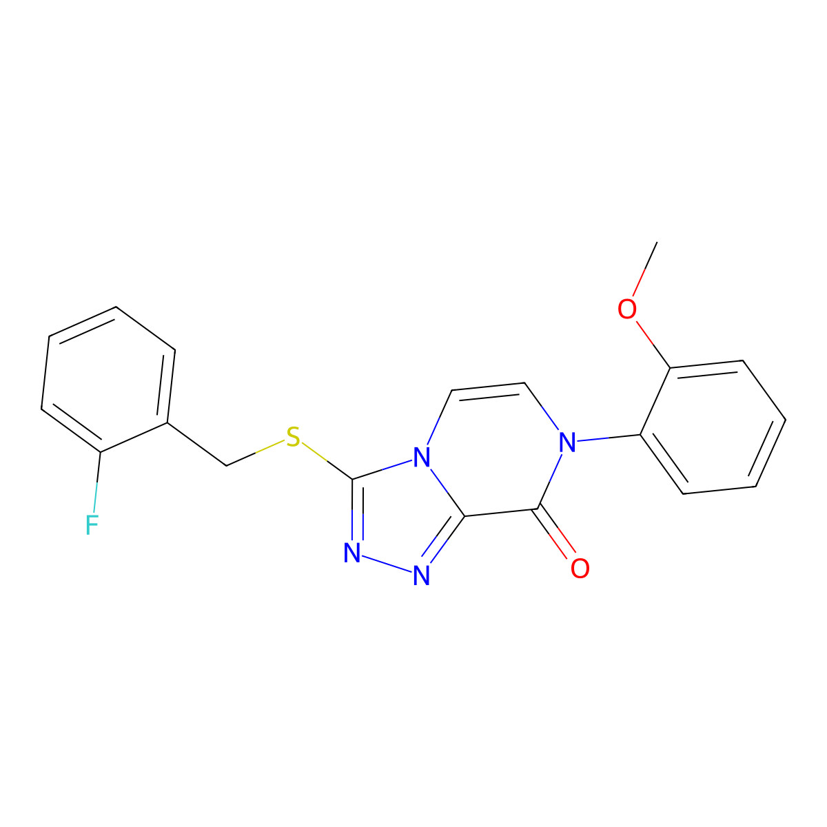 3-((2-fluorobenzyl)thio)-7-(2-methoxyphenyl)-[1,2,4]triazolo[4,3-a]pyrazin-8(7H)-one molecular structure, CAS 1243061-97-3