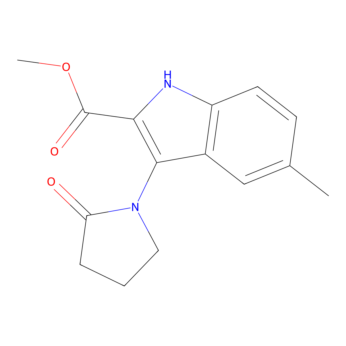 methyl 5-methyl-3-(2-oxopyrrolidin-1-yl)-1H-indole-2-carboxylate molecular structure, CAS 1243063-86-6