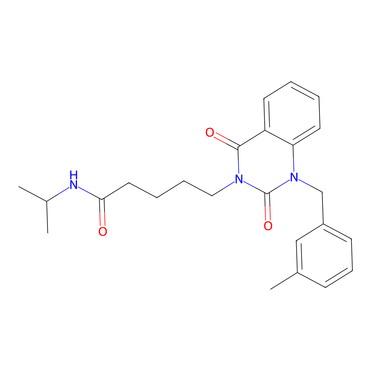 N-isopropyl-5-[1-(3-methylbenzyl)-2,4-dioxo-1,4-dihydroquinazolin-3(2H)-yl]pentanamide molecular structure, CAS 1243064-51-8
